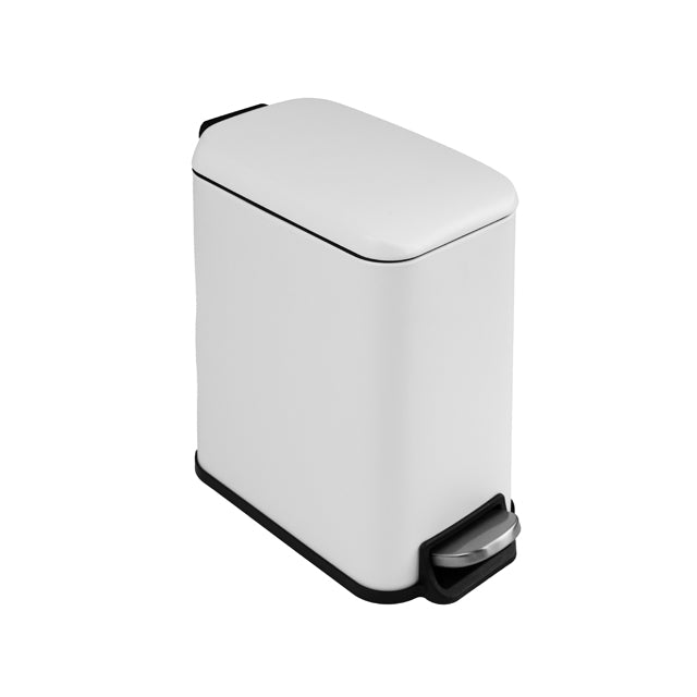 5L Rectangular Bathroom Trash Can - Matte White Waste Bin for Bathroom, Toilet, Shower & Vanity Area | Modern Home & Office Garbage Container