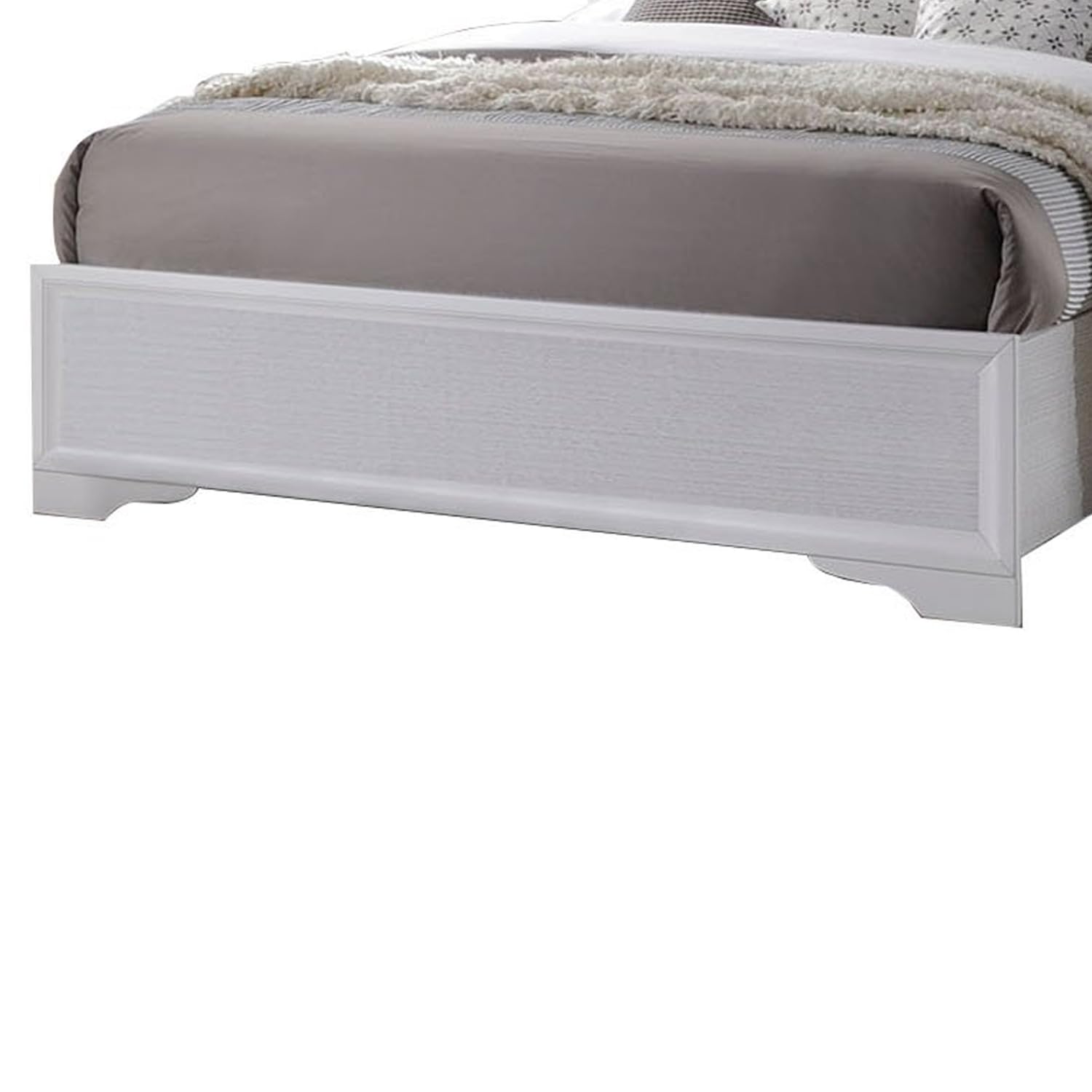 Benjara White Wooden Twin Size Bed with Bracket Legs & Crystal Accented Headboard - Elegant Kids Bedroom Furniture for Small Spaces