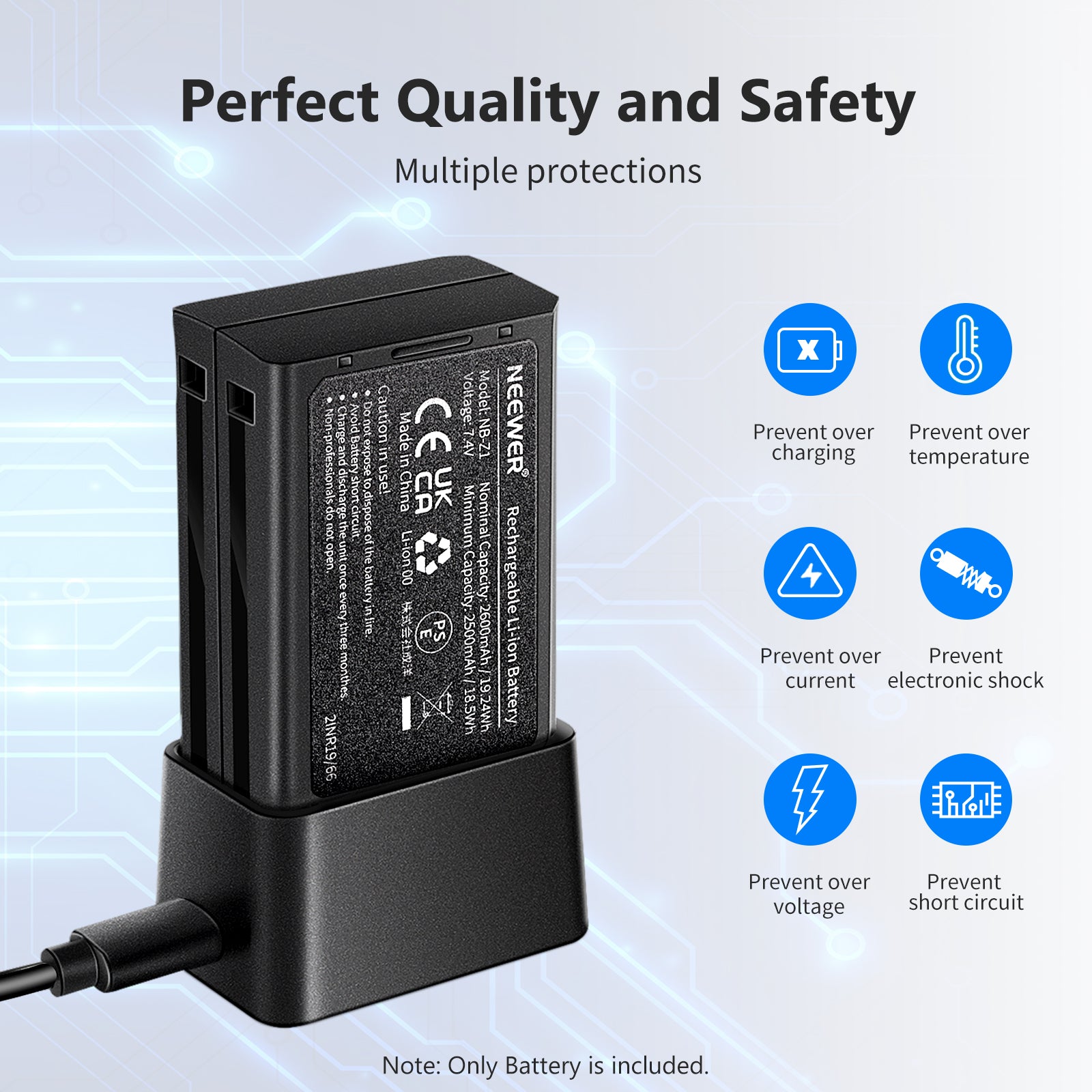 NEEWER NB Z1 7.4V 2600mAh Lithium Ion Replacement Battery for Canon Nikon Speedlite Flash - Compatible with Studio Photography, Wedding Events & Outdoor Shooting