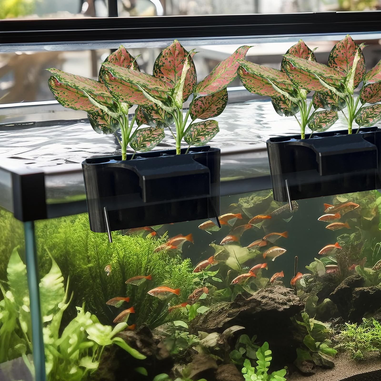 2 PCS Aquarium Plant Holder - Top Hanging Fish Tank Plant Pots for Aquatic Plants | Perfect for Aquascaping, Betta Fish Tanks & Water Feature Decoration