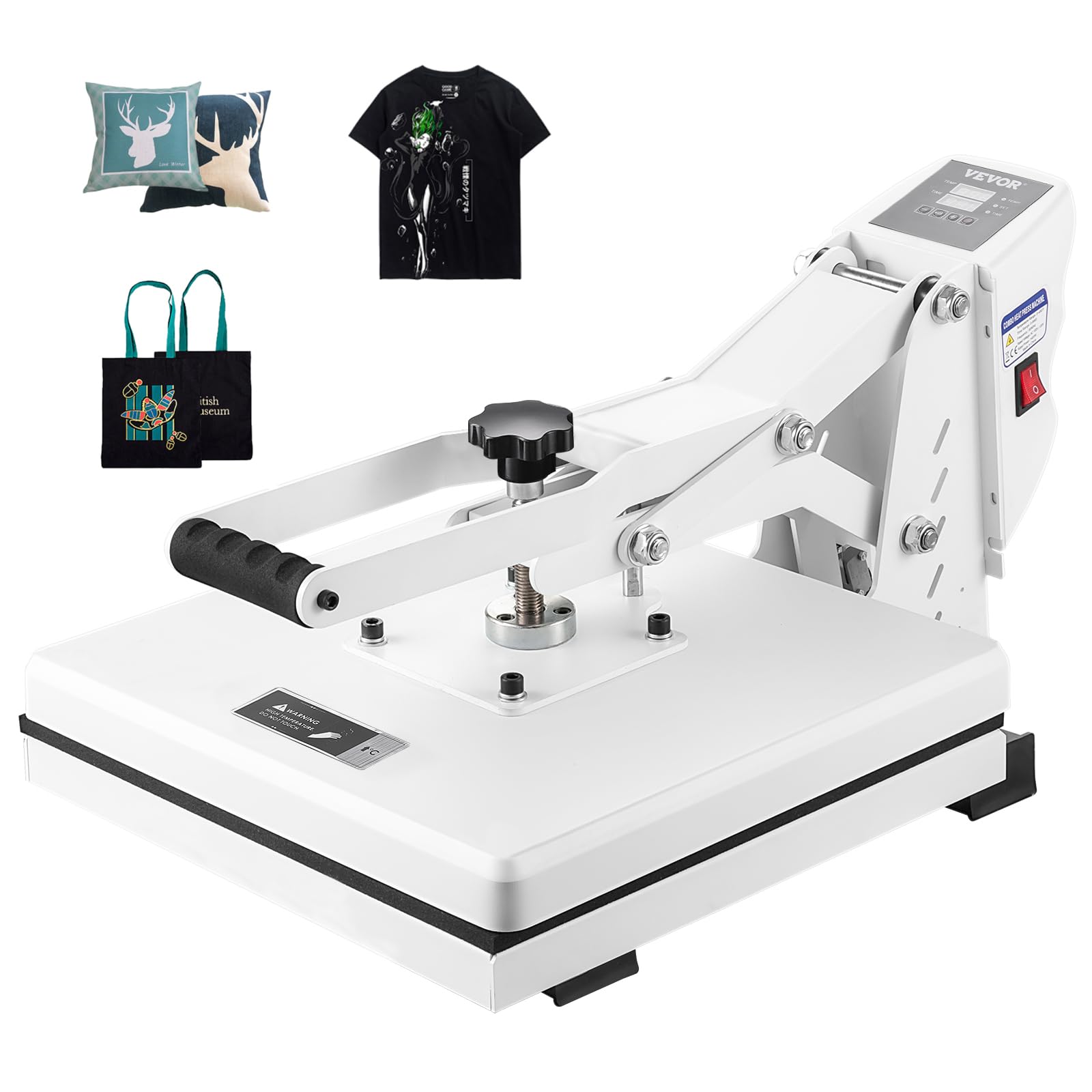 VEVOR 15x15 Inch Heat Press Machine for T-Shirts - Fast Heating Digital Sublimation Printer with High Pressure for Heat Transfer Vinyl - Easy to Use White Industrial Heat Press - Perfect for DIY Crafts, Custom Apparel & Small Business Printing