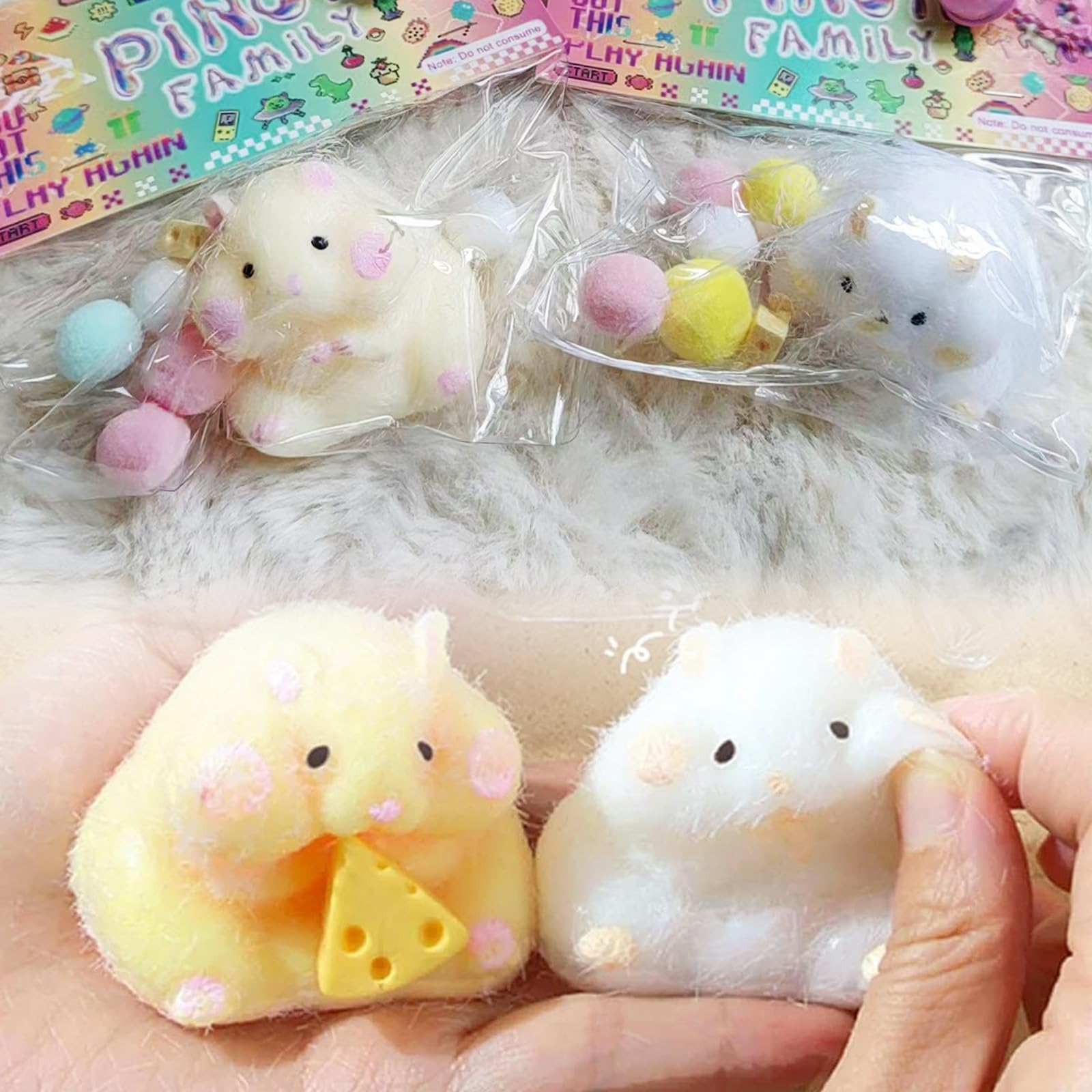 2 Pack Taba Hamster Quiet Fidget Toys for Kids & Teens - Kawaii Stress Relief PVC Sensory Toys, Perfect Gifts for Birthday & Classroom - Fun Sensory Play for ADHD, Anxiety & Focus Improvement