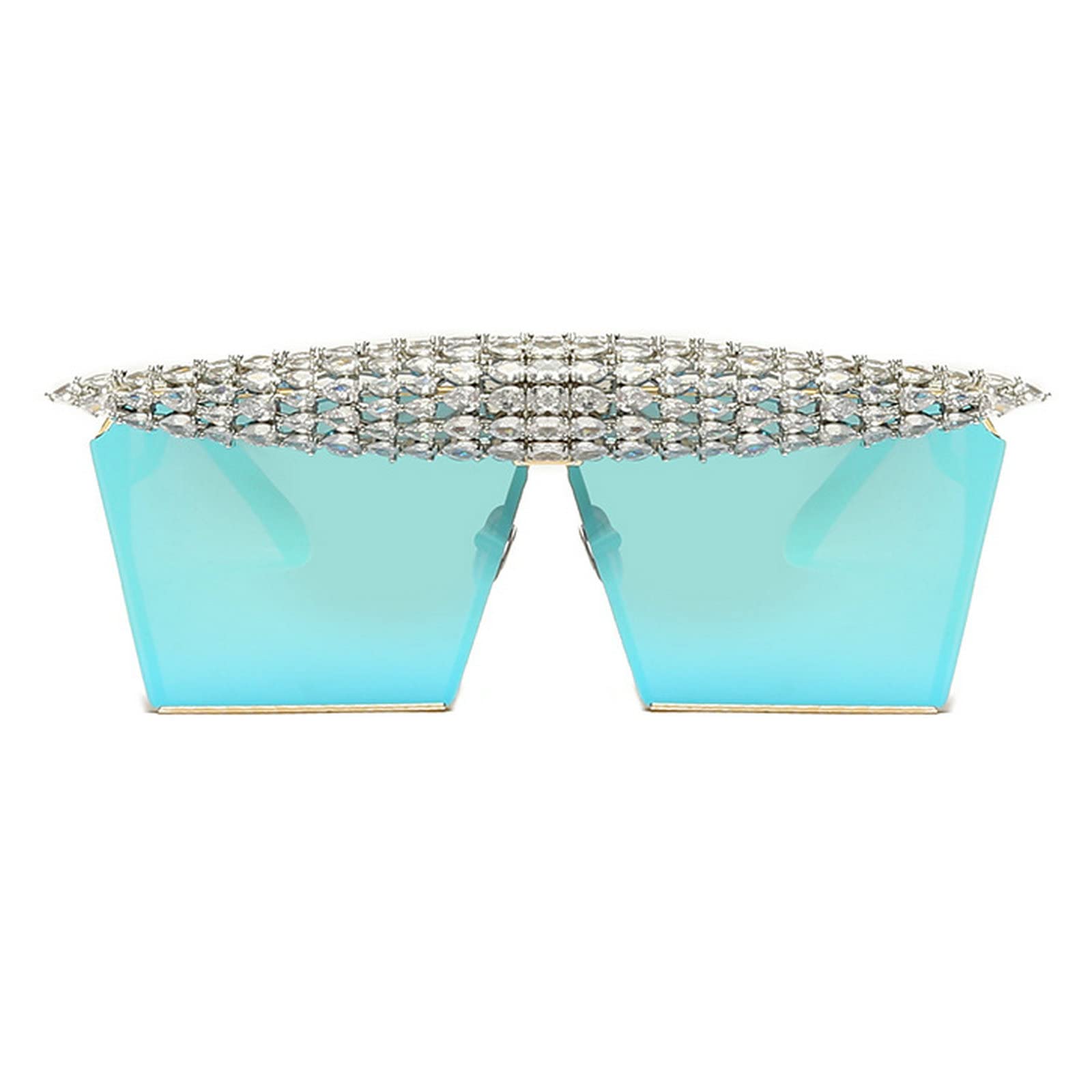 Shiny Rhinestone Sunglasses for Women & Men - 90s Retro Colorful Flat Top Party Glasses with Case | Perfect for Festivals, Concerts & Vintage Fashion
