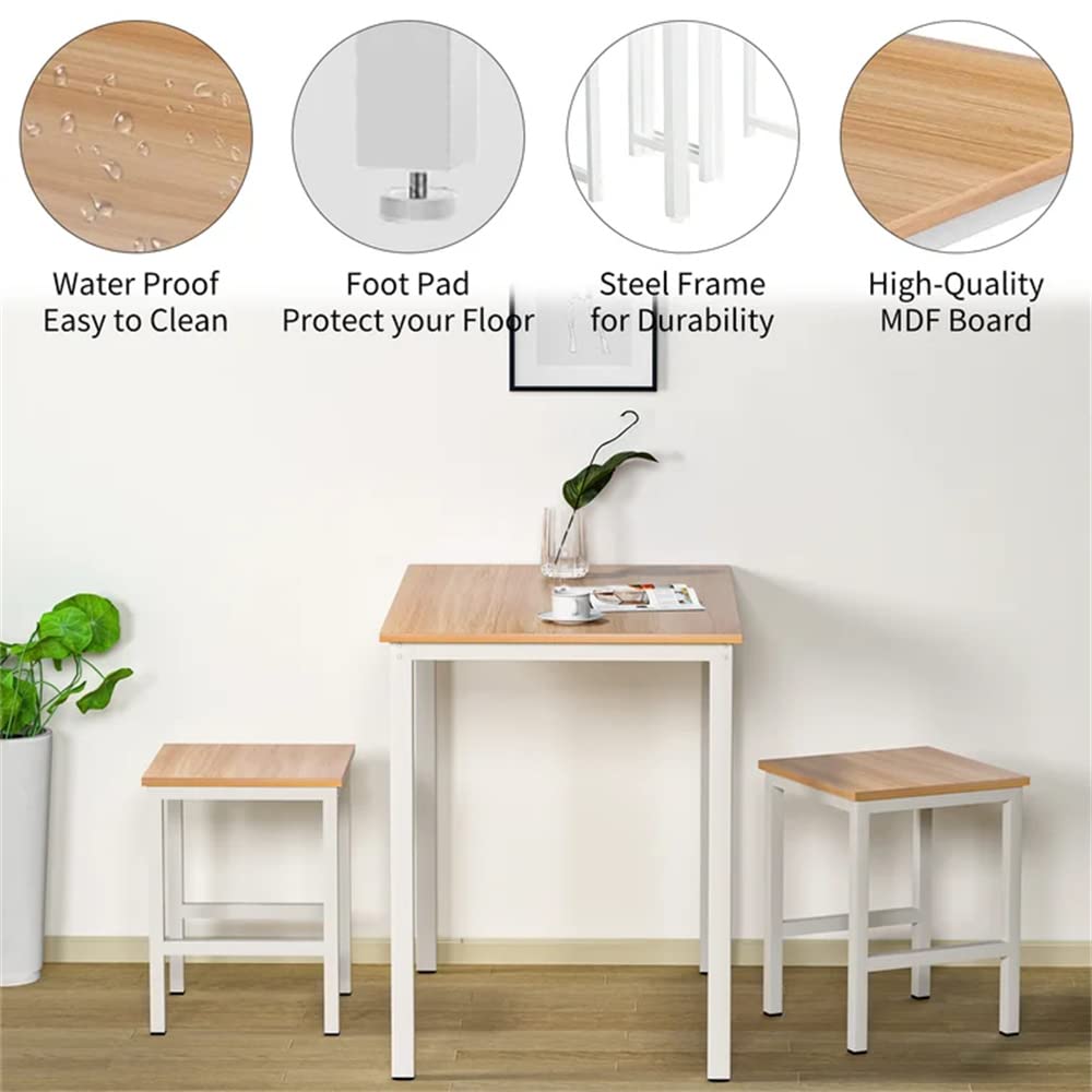 Tantohom 3-Piece Industrial Bar Table Set for 2 - 47in Compact Kitchen & Dining Table with Metal Frame & Stools - Space-Saving Breakfast Nook Set for Small Spaces, Living Room, Party Room (Beige) - Perfect for Apartments, Studios & Cozy Gatherings