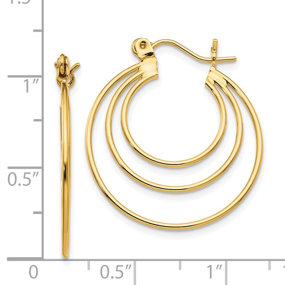 14K Solid Yellow Gold Hoop Earrings for Women - 25mm x 27mm Circle Dangle Earrings | Perfect for Everyday Wear, Parties & Special Occasions