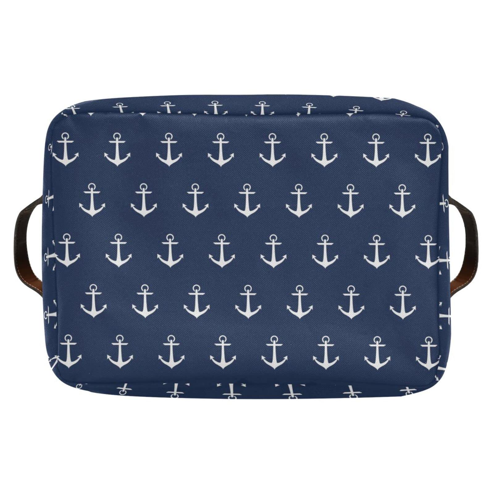 WIHVE Nautical Fabric Storage Bins with Handles - Closet & Shelf Organizer Baskets for Home, Office, and Kids Room Organization | Perfect for Toys, Books, and Laundry Storage