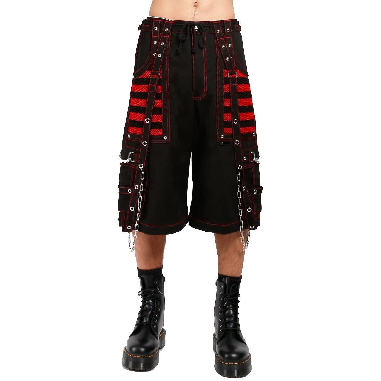 Gothic Punk Rock Emo Bondage Pants for Men - Black & Pink Alternative Shorts | USA | Perfect for Concerts, Halloween & Alternative Fashion