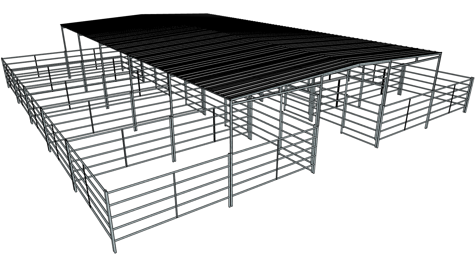 50 Ft x 50 Ft 5-Rail 10-Stall Horse Barn Kit with 30 Ft x 50 Ft Gable Roof - Durable Stable for Horses, Livestock Shelter & Farm Storage - Perfect for Equestrian Facilities, Ranches & Agricultural Use