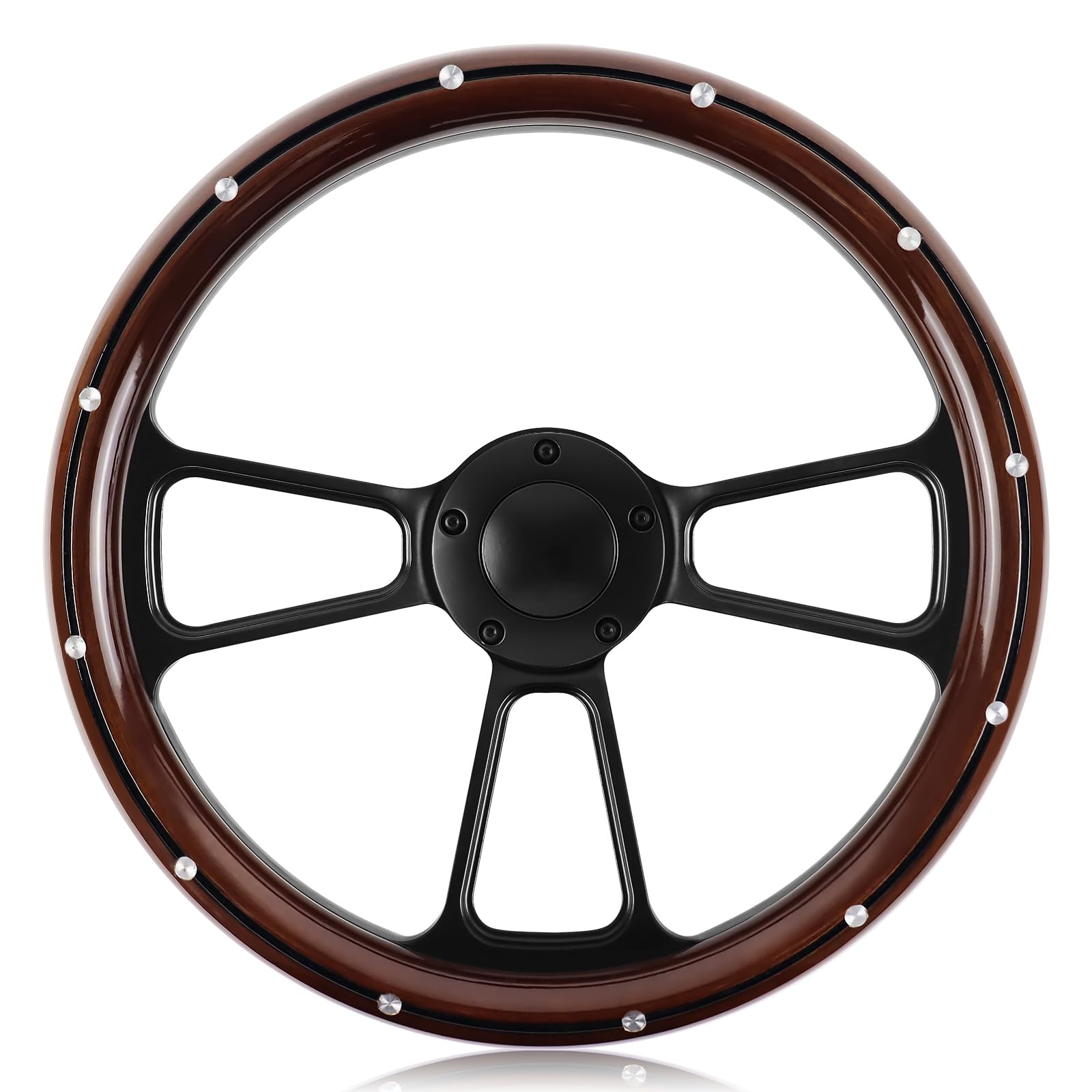 5 Hole 3 Spoke Vintage Racing Steering Wheel - 14 Inch Universal Fit for Most 5-Hole Hub Adapters - Perfect for Classic Cars, Hot Rods & Racing Simulators