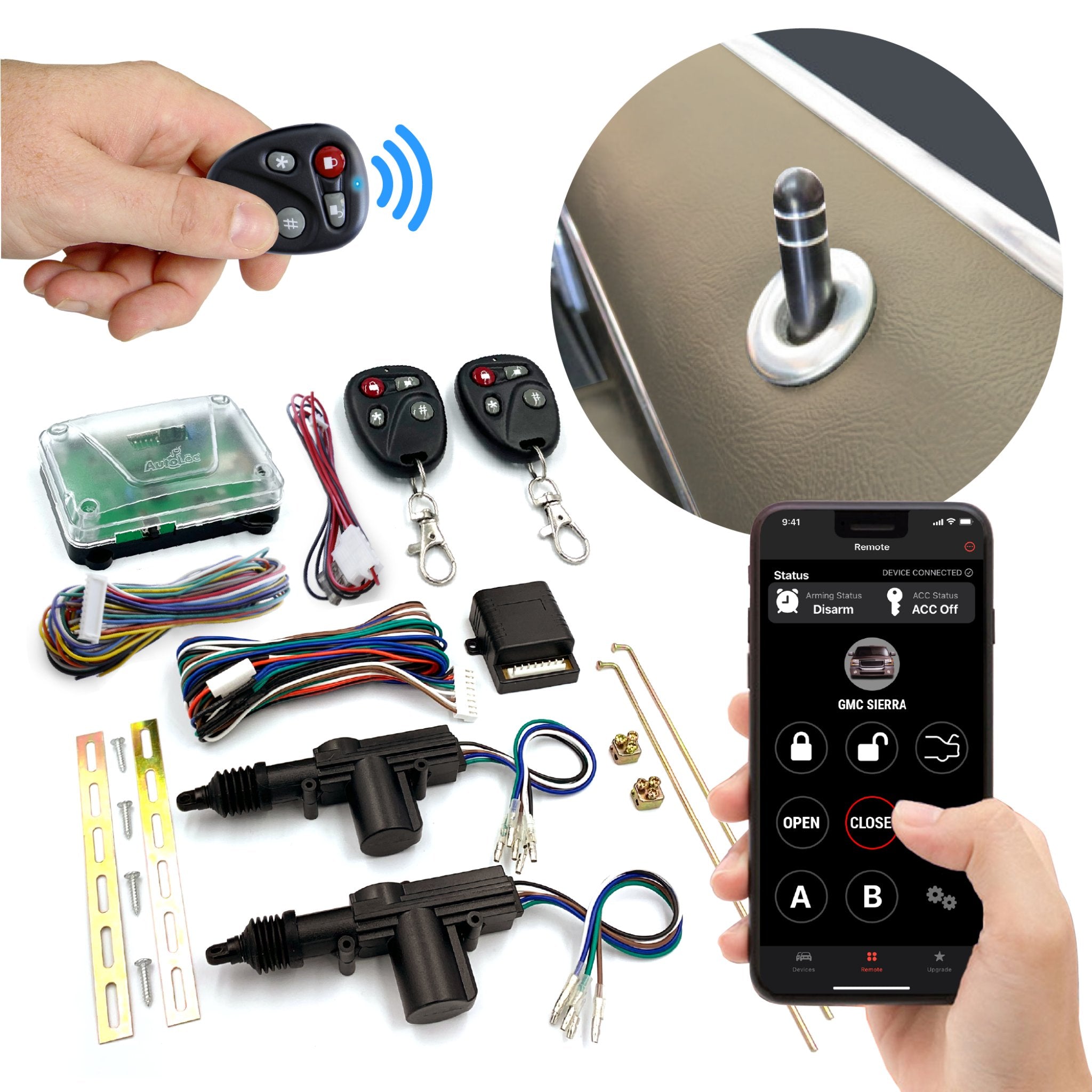 1902-1908 Cadillac Runabout & Tonneau Power Door Lock Kit with Remote Keyless Entry - Central Locking System for Classic Car Restoration & Security Upgrade