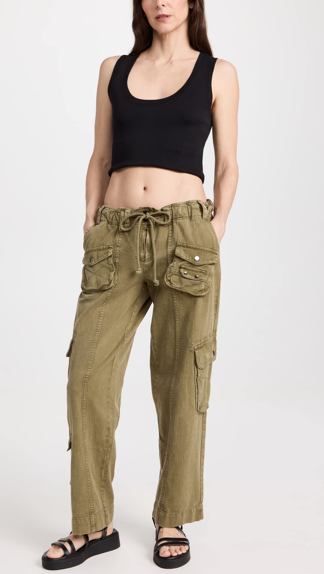 Free People Women's Tahiti Cargo Pants - Stylish Casual & Travel Pants with Multiple Pockets | Perfect for Hiking, Yoga, and Everyday Wear