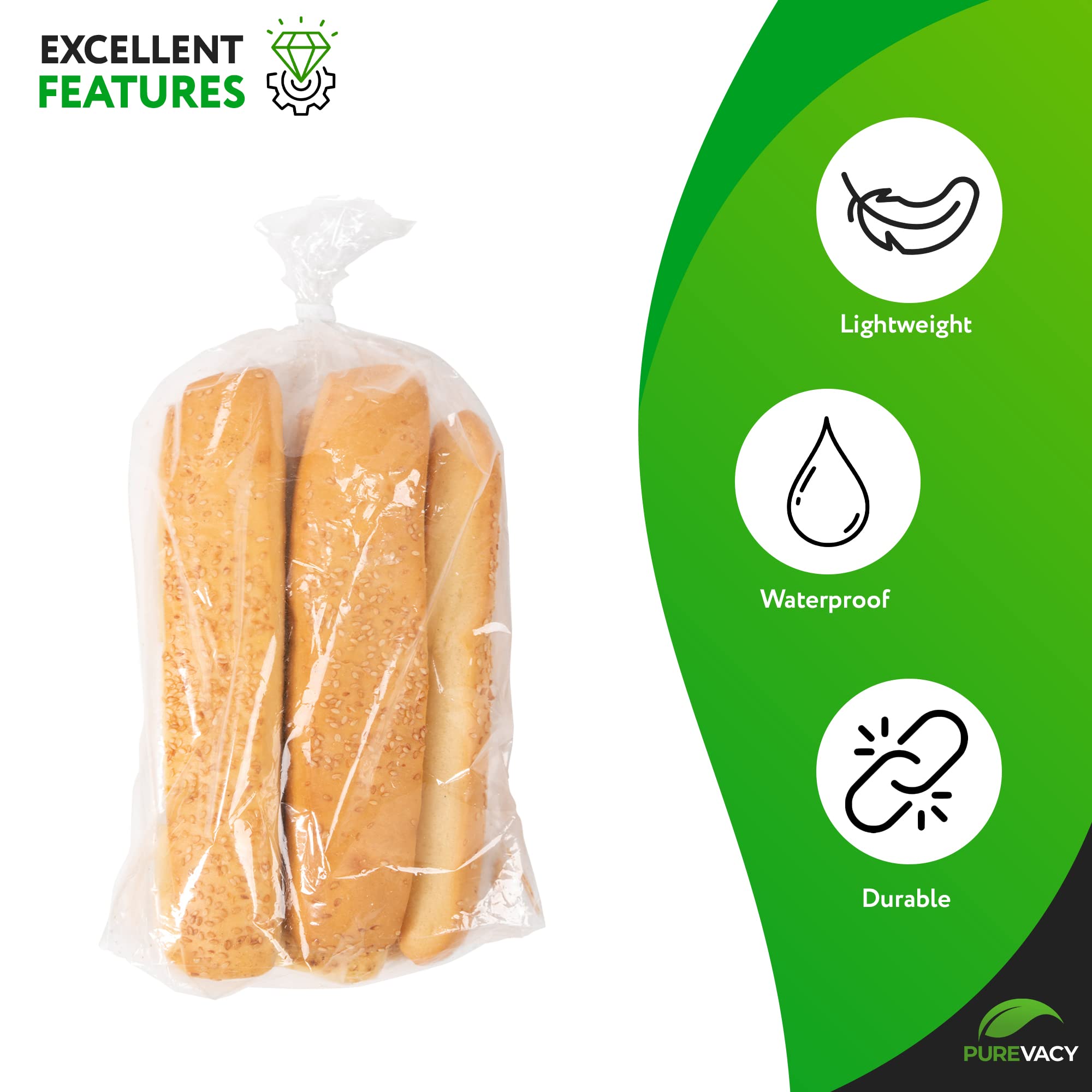 500 Pack Clear Plastic Bread Bags 12
