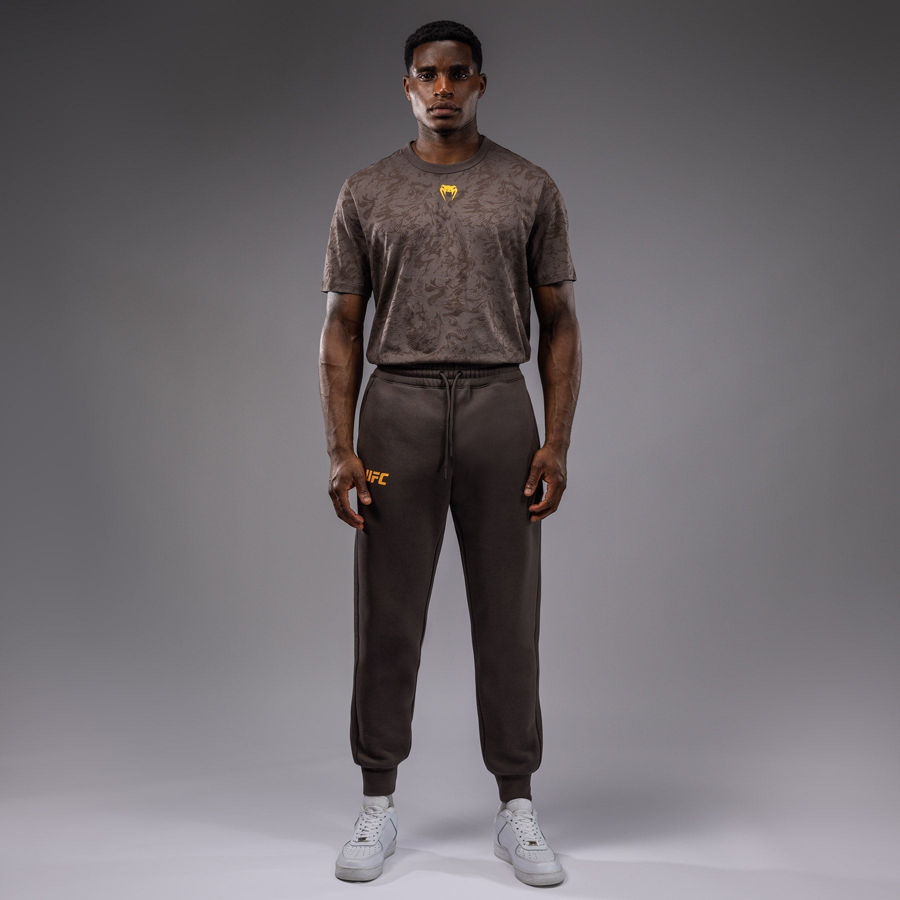 Venum UFC Fusion Fight Week Men's Cotton Training Pants - Solid Earthen Brown for MMA, Boxing & Gym Workouts