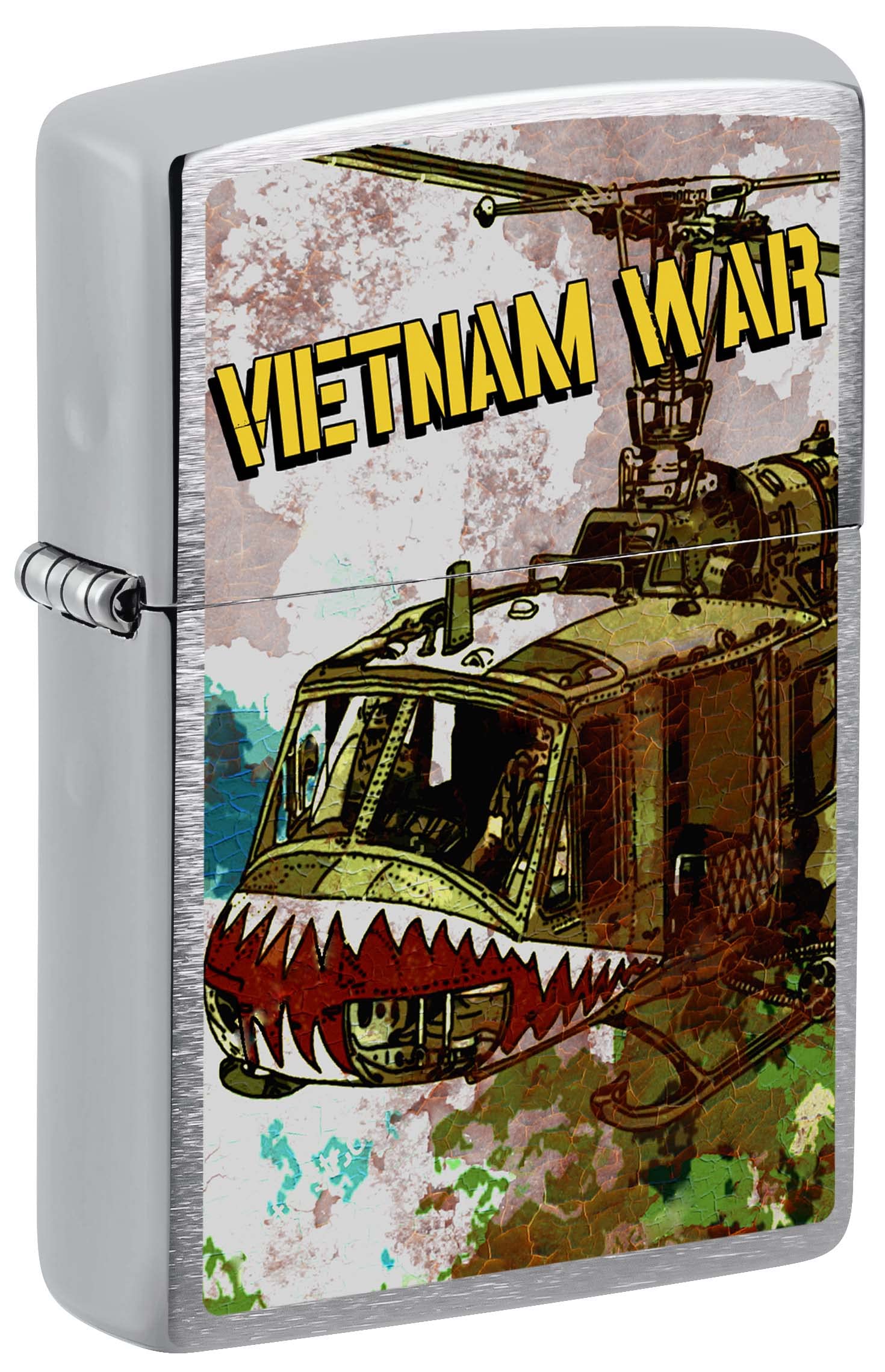 Zippo Vietnam War Helicopter Lighter - Brushed Chrome 80977 | Windproof Refillable Lighter for Outdoor, Camping, Collectibles & Gifts