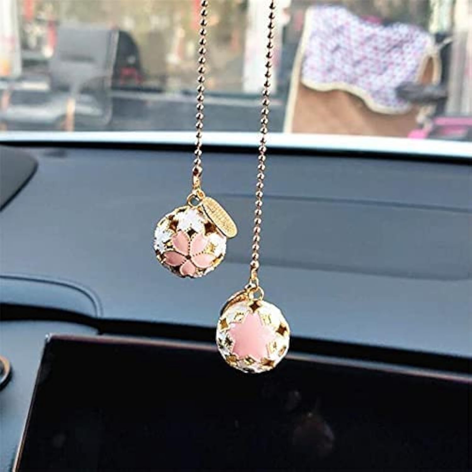 Sakura Bell Car Hanging Pendant - Lucky Feng Shui Charm for Rearview Mirror, Home & Office Decoration | Brings Prosperity, Wealth & Positive Energy | Perfect for Car Interior, Gift Giving & Feng Shui Enhancement
