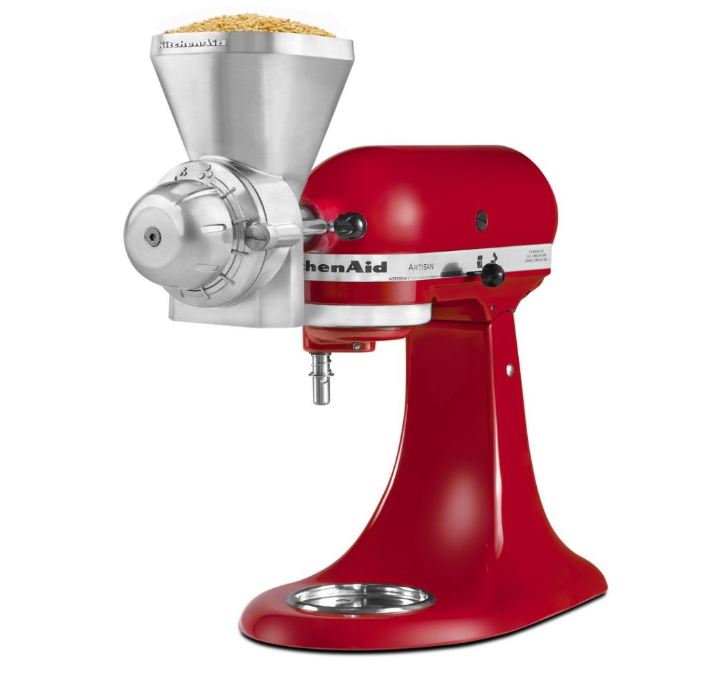 KitchenAid All Metal Grain Mill Attachment for Stand Mixers - Grind Wheat, Corn & Grains - Perfect for Home Baking & Fresh Flour Making