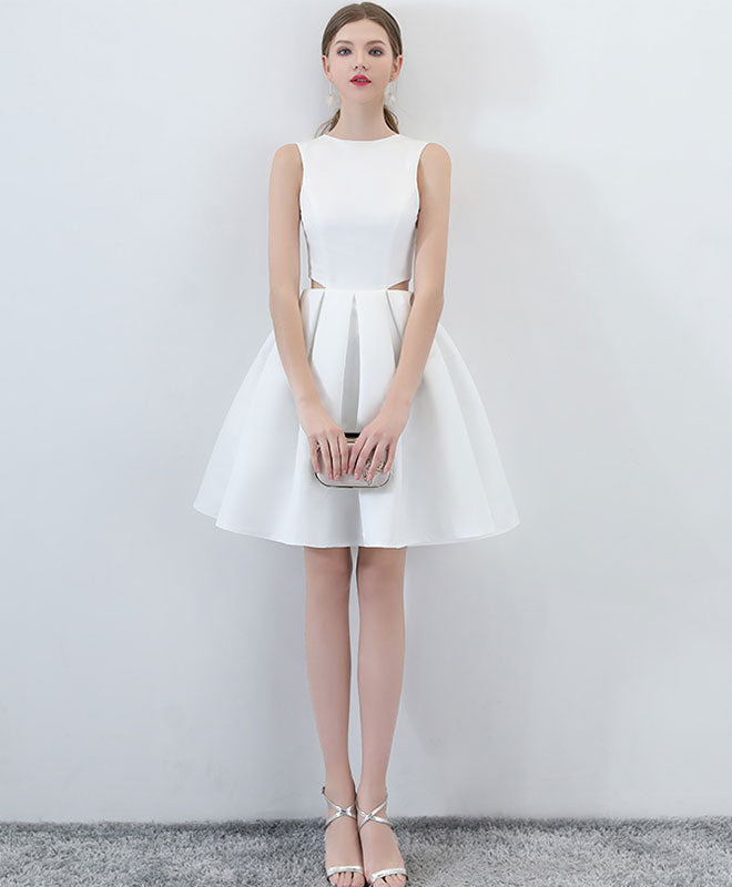 Elegant White Satin Short Prom Dress for Homecoming - Perfect for School Dances, Parties & Special Occasions