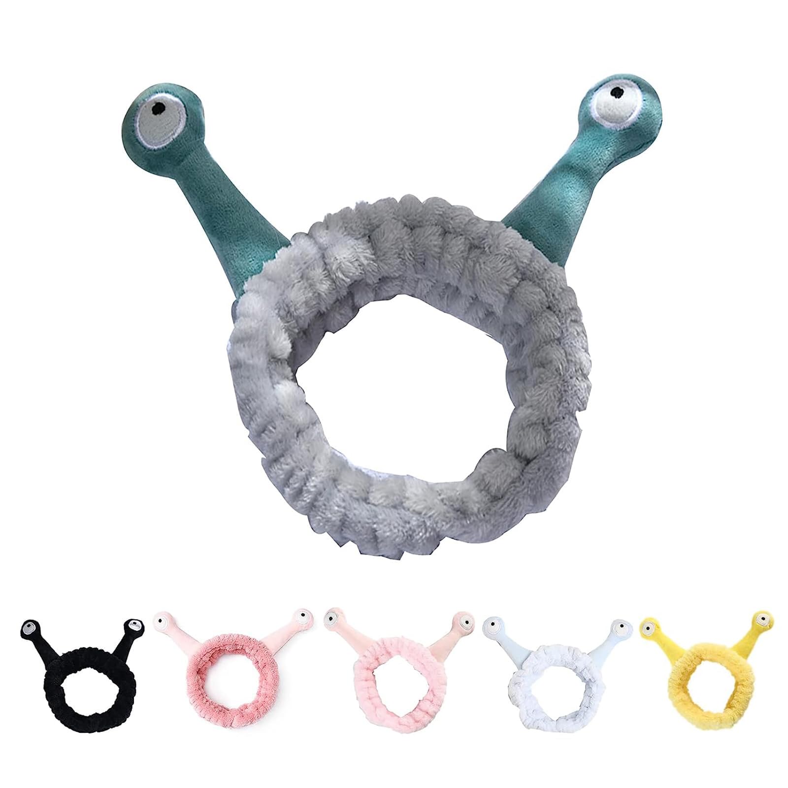 2023 New Snail Makeup Headband for Washing Face - Soft & Stretchy Hair Band for Women & Girls (Grey) | Perfect for Skincare, Bathing & Spa Days