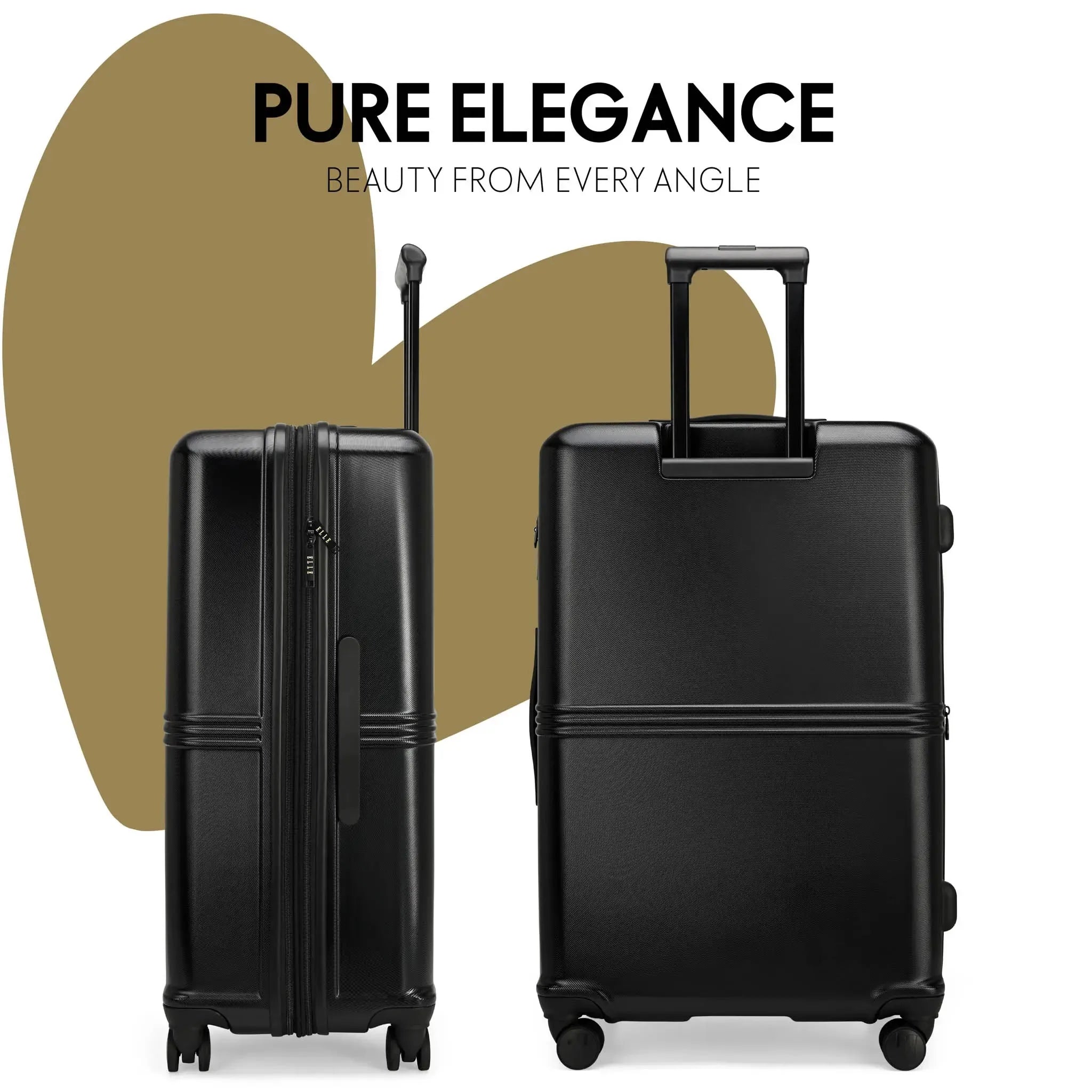 3-Piece Expandable Polycarbonate Luggage Set - Lightweight Durable Suitcase for Travel, Business & Vacation - TSA Lock & 360° Spinner Wheels (Black) | Perfect for International Flights, Family Trips & Business Travel