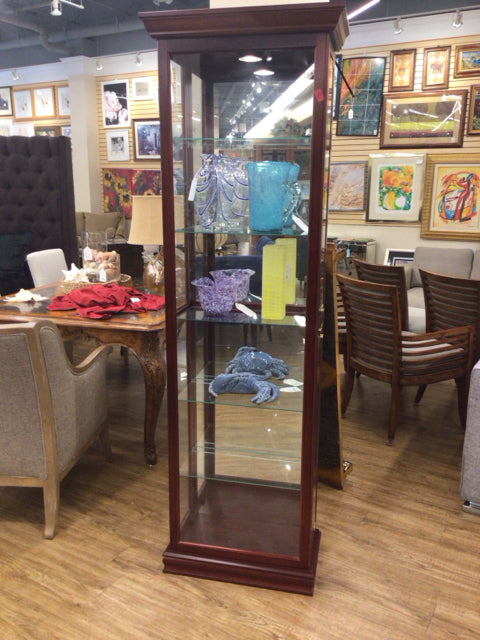 Pulaski Cherry Wood & Glass Display Curio Cabinet - Elegant Glass Door China Cabinet for Dining Room & Living Room Decor