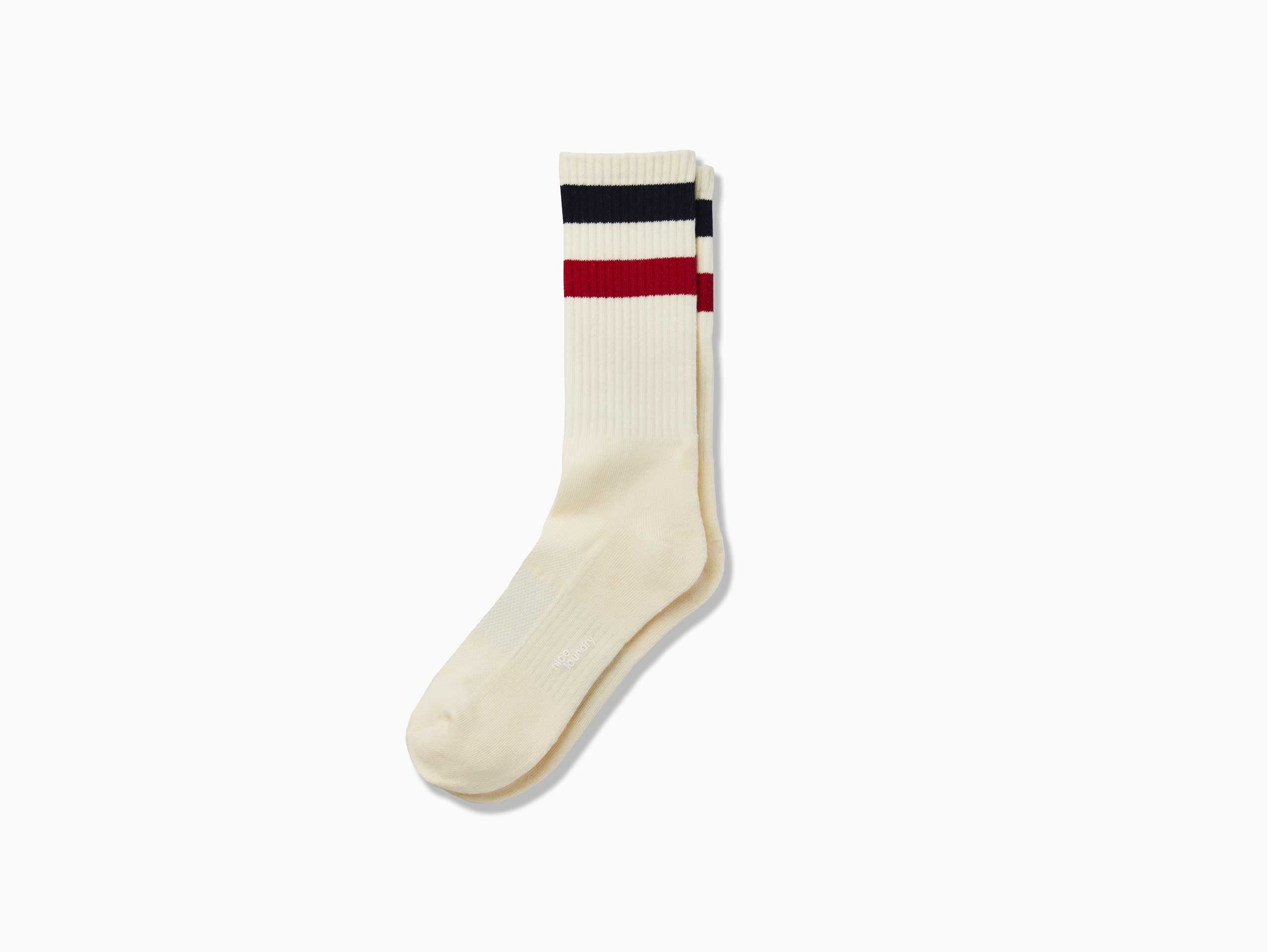 Tech Varsity Crew Socks - White, Navy, Red - Comfortable Athletic Socks for Men & Women - Perfect for Running, Gym, Sports & Casual Wear
