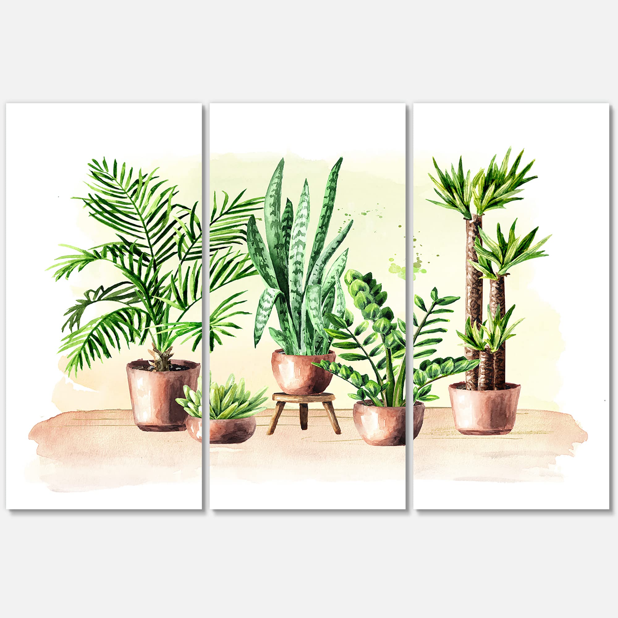 Indoor Green Home House Plants | Traditional Canvas Wall Art Decor for Living Room, Bedroom & Office | Perfect for Home & Office Decor