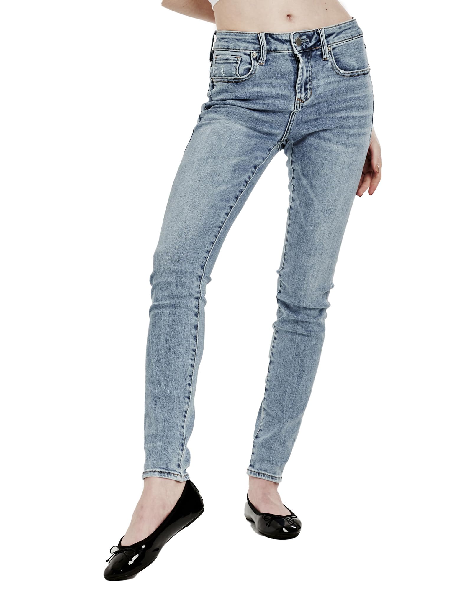 DEAR JOHN Joyrich Women's Skinny Leg Mid Rise Jeans - Stylish Comfort for Casual Outings, Work & Date Nights