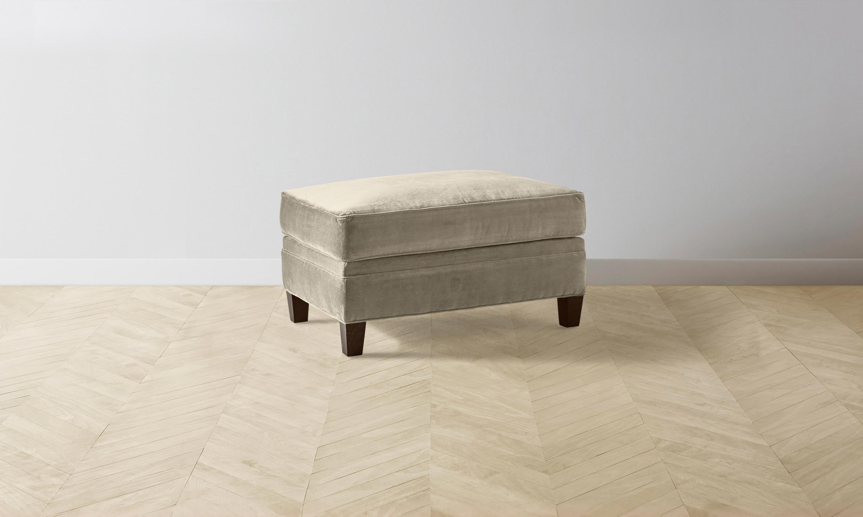 Carmine Ottoman - Performance Velvet Taupe Upholstered Footstool | Modern Living Room Accent Furniture for Home Decor & Relaxation