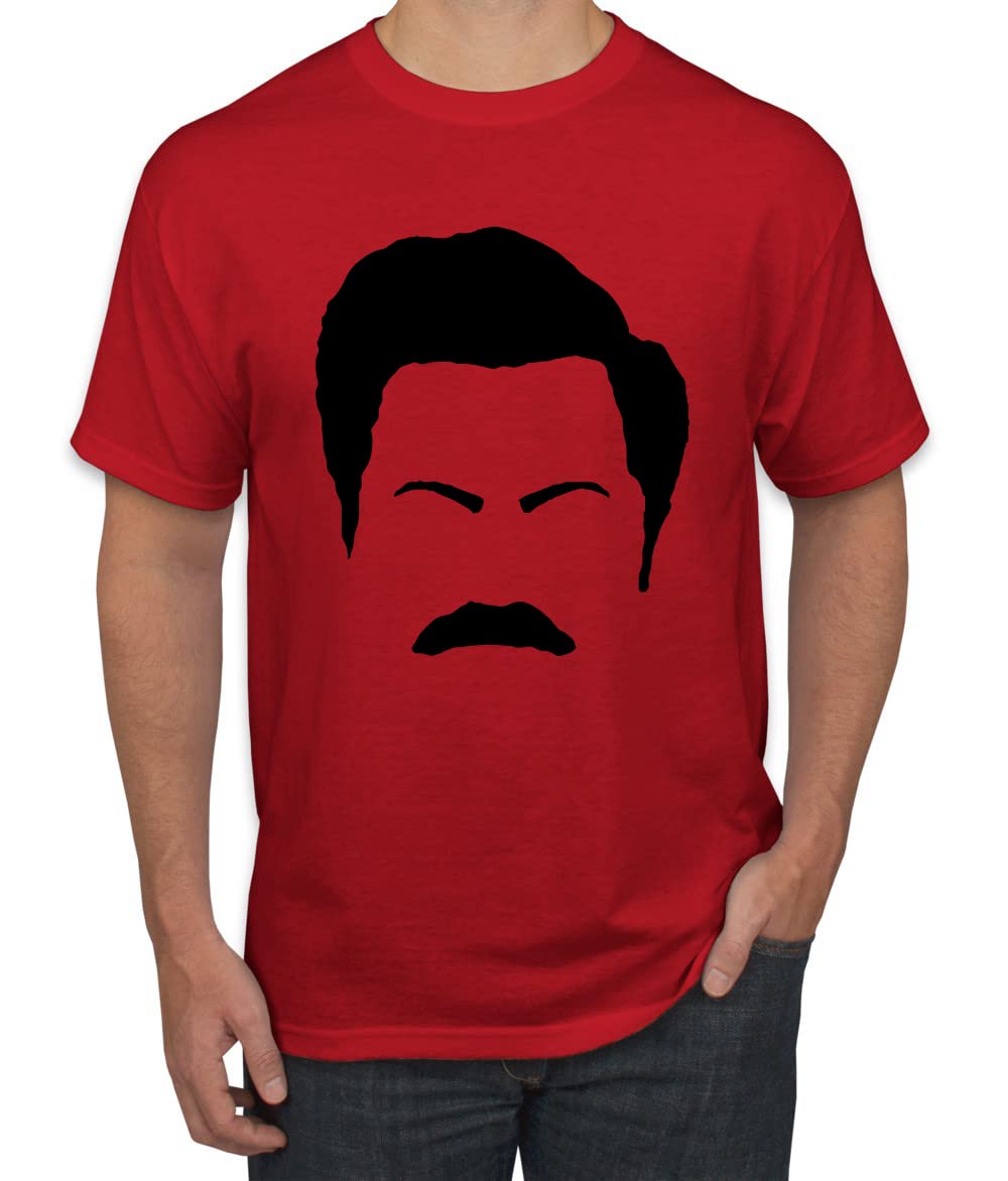 Ron Swanson Mustache Face Silhouette Graphic T-Shirt for Men - Parks and Recreation Pop Culture Fan Tee - Perfect for TV Show Lovers, Casual Wear & Gift Giving