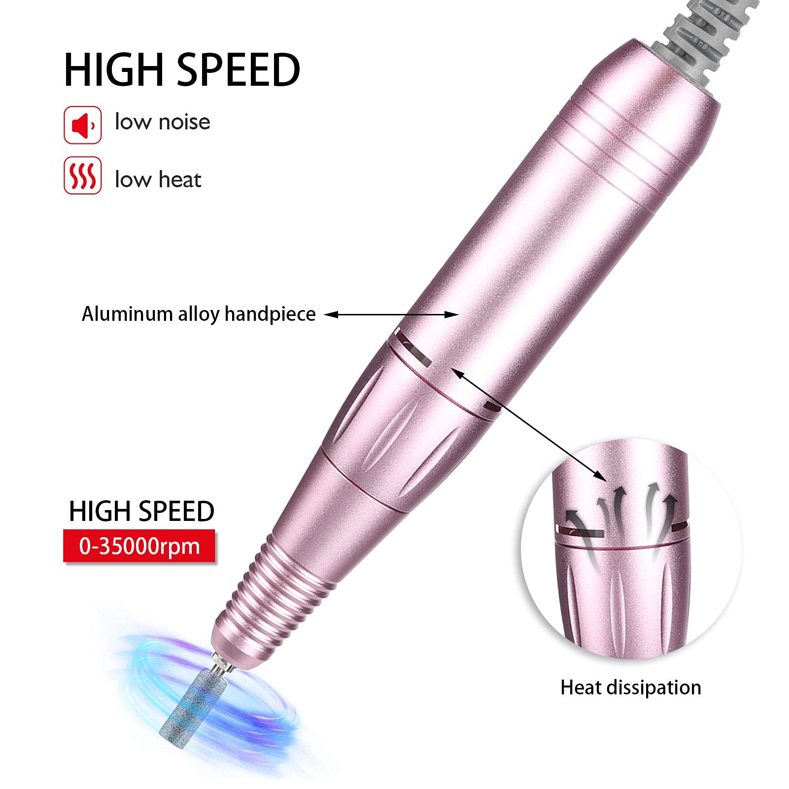 Professional 30000RPM Electric Nail Drill Pen - Cordless Manicure Pedicure Machine with 6 Bits, Nail File & Polisher for Salon & Home Use - Perfect for Gel Polish Removal, Acrylic Nails & Nail Art