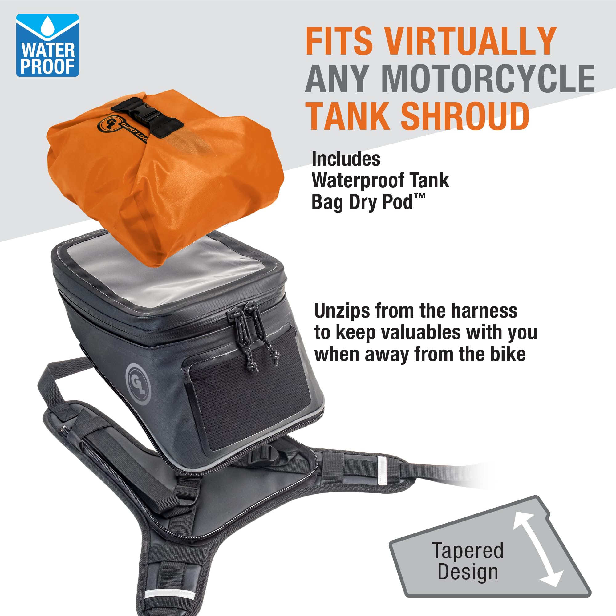 Giant Loop Diablo Black Waterproof Motorcycle Tank Bag - 6L Capacity for Small Items, Fits Dirt Bikes, Adventure & Dual Sport Bikes - Perfect for Off-Road Riding, Commuting & Travel Accessories