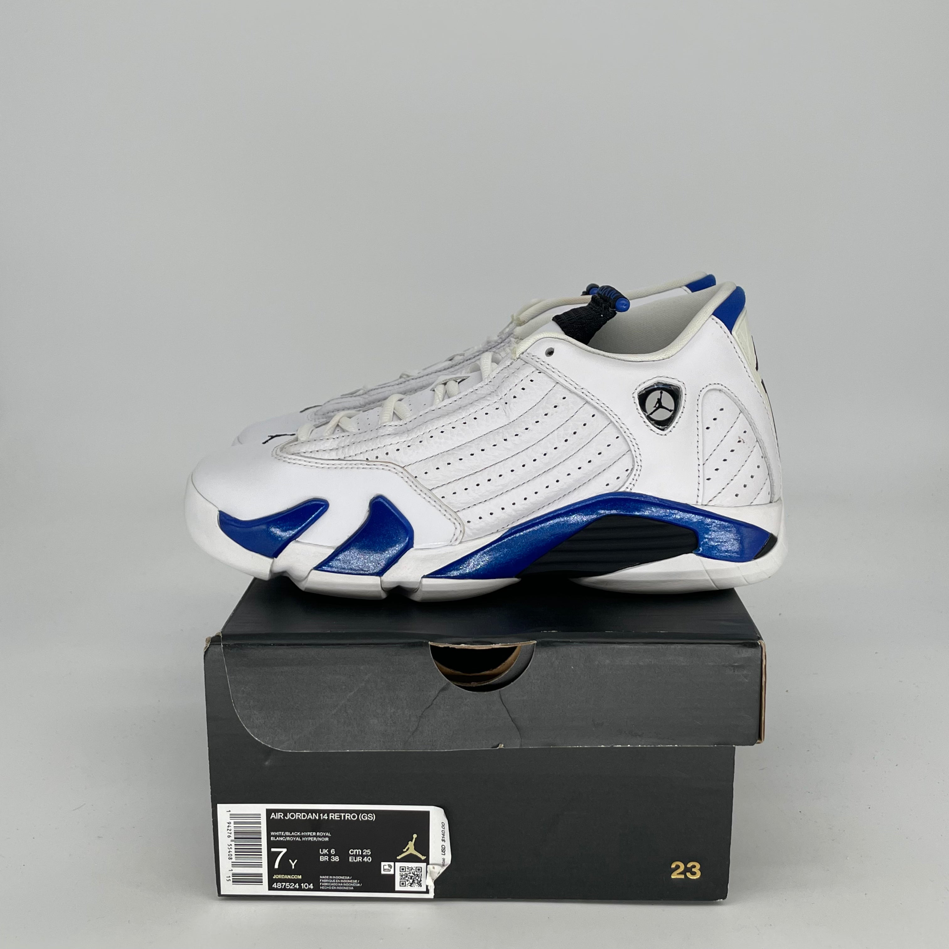 AIR JORDAN 14 Retro Basketball Shoes - White Hyper Royal - Men's Size 7/Women's Size 8.5 (487524-104) - Perfect for Streetwear & Court Performance