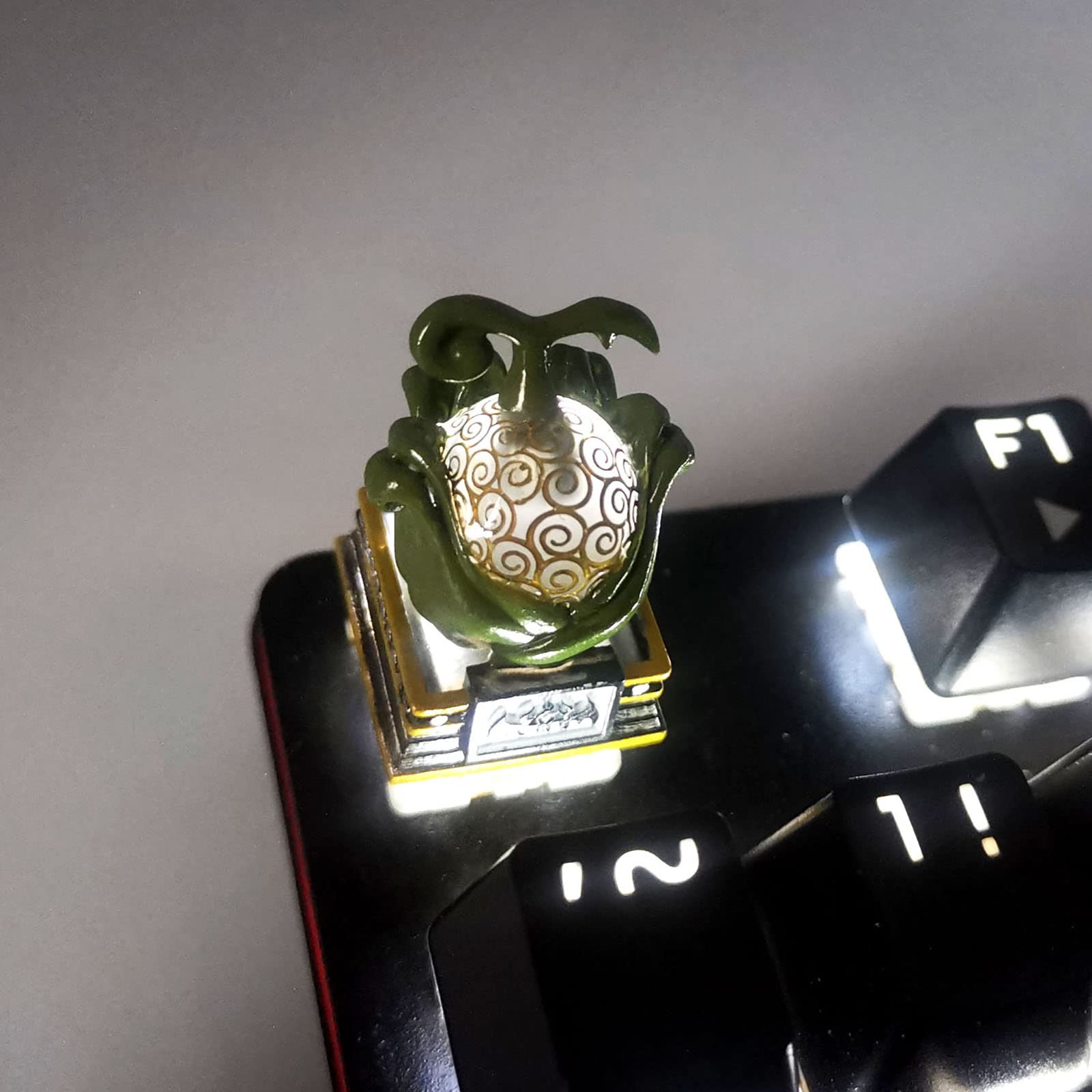 Custom Devil Fruit Resin Cherry MX Switch Mechanical Keyboard Keycap - Handmade Single Green Keycap for Gaming & Typing - Perfect for Anime Fans & Mechanical Keyboard Enthusiasts