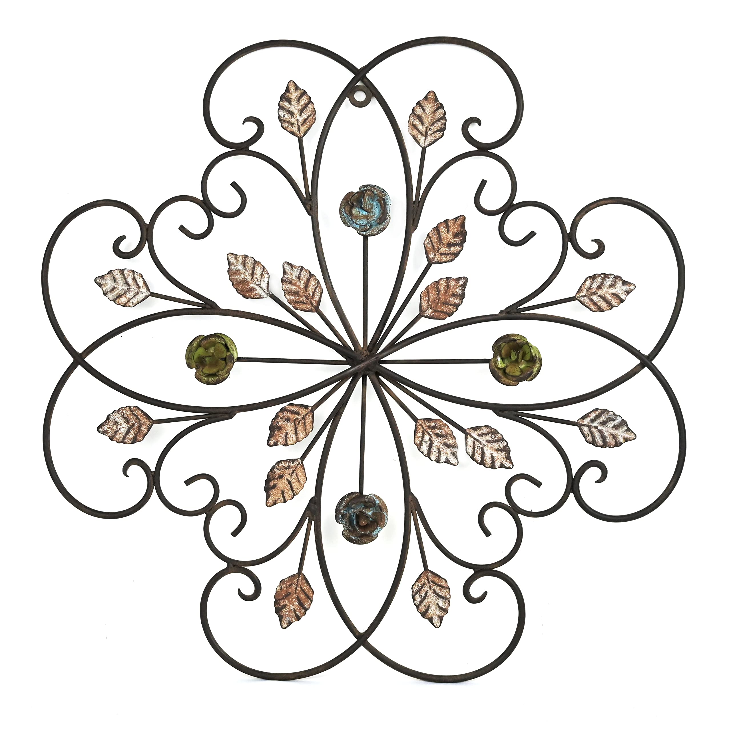 Remenna Metal Wall Art - Handcrafted Flower Scroll Wall Decor for Bedroom, Bathroom, Living Room & Outdoor Garden | Rustic Home Decor | Perfect for Housewarming Gifts & Interior Design
