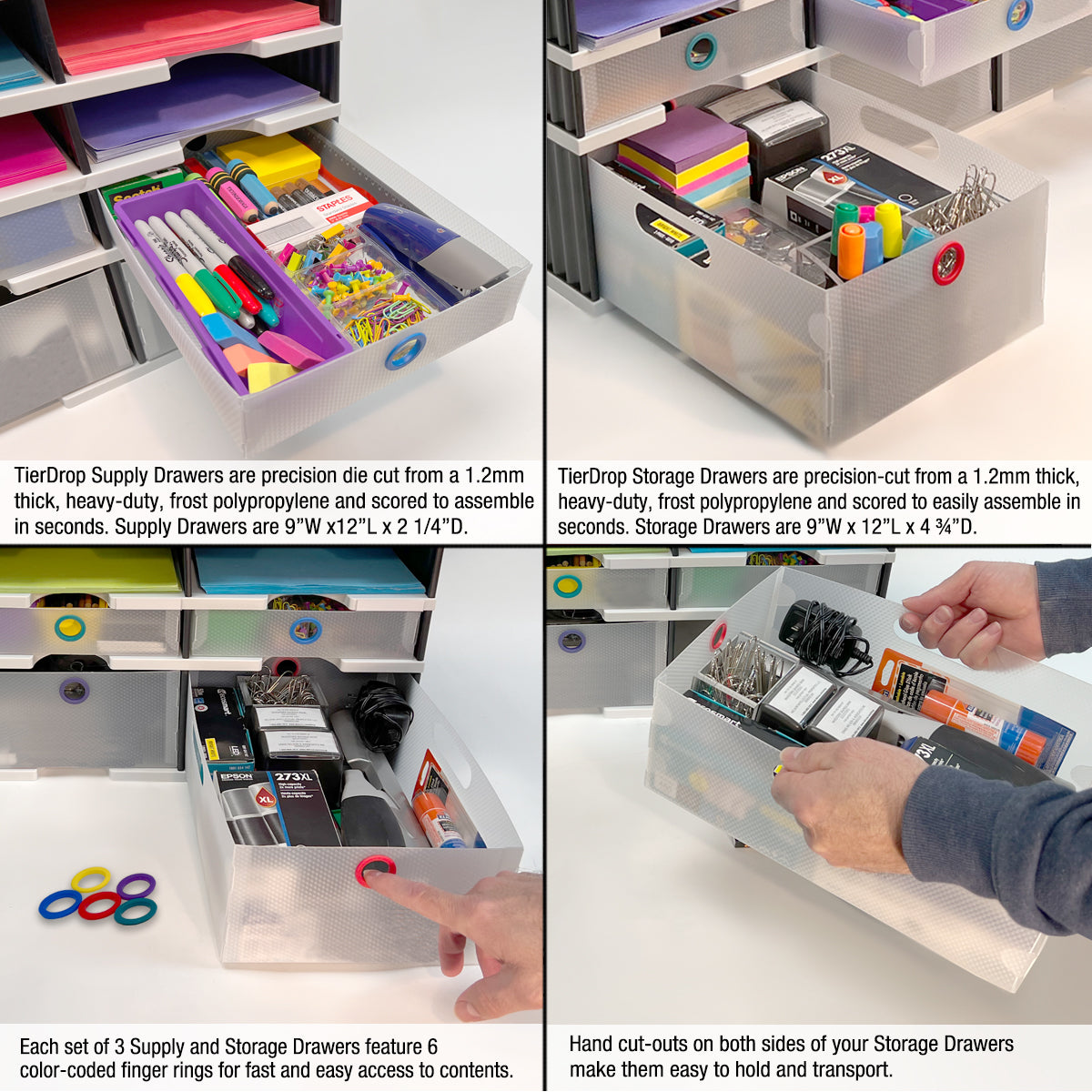 9-Slot Desktop Organizer with Riser Base & Vertical File - 3 Storage & 3 Supply Drawers for Documents, Binders & Office Supplies | Maximize Workspace Efficiency for Home & Office Organization