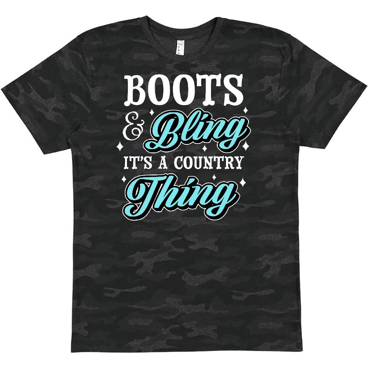 Inktastic Boots and Bling Country Themed T-Shirt - Perfect for Western Parties, Rodeos & Casual Wear