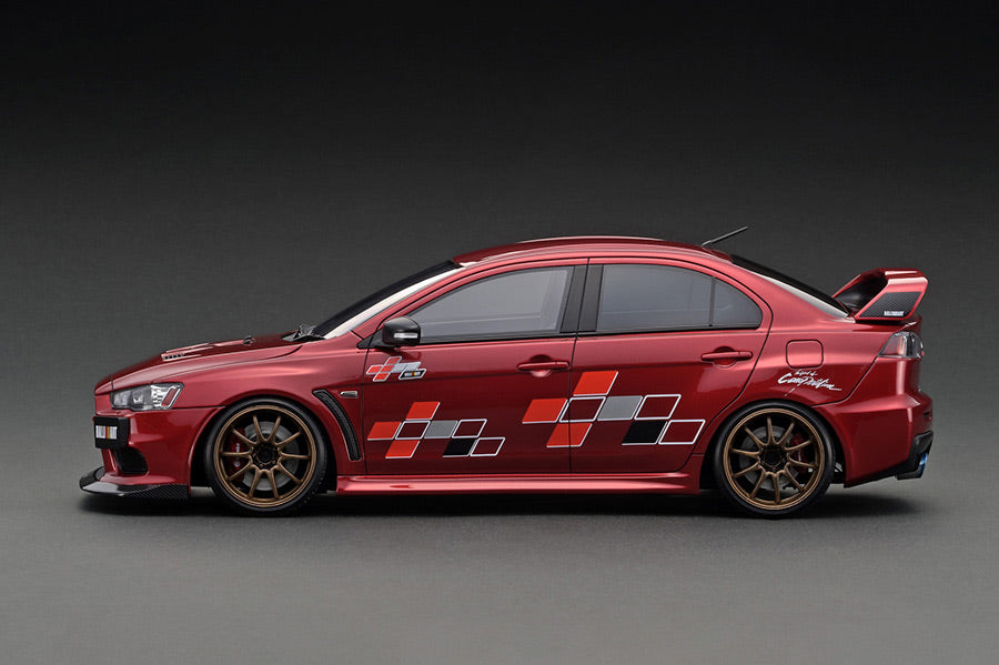 1:18 Scale Mitsubishi Lancer Evolution X (CZ4A) Diecast Model Car - Red Metallic Finish with Detailed Engine Display - Perfect for Collectors, Car Enthusiasts & Home/Office Decoration