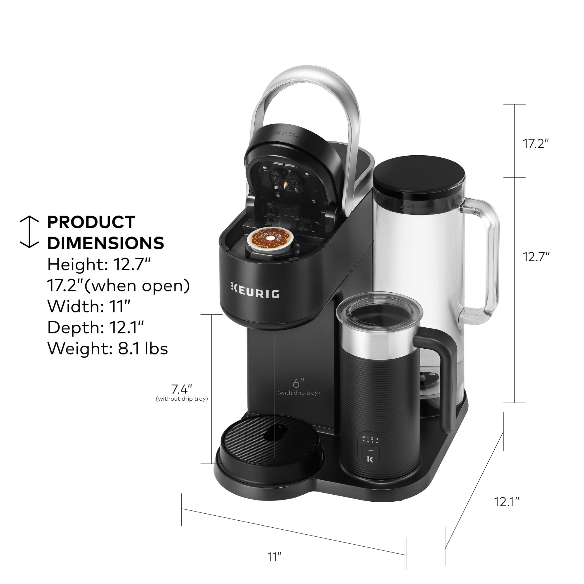 Keurig K-Cafe SMART Single Serve K-Cup Pod Coffee Maker - Latte & Cappuccino Maker, Black | Perfect for Home, Office & Small Spaces | Brews Coffee, Lattes & Iced Drinks