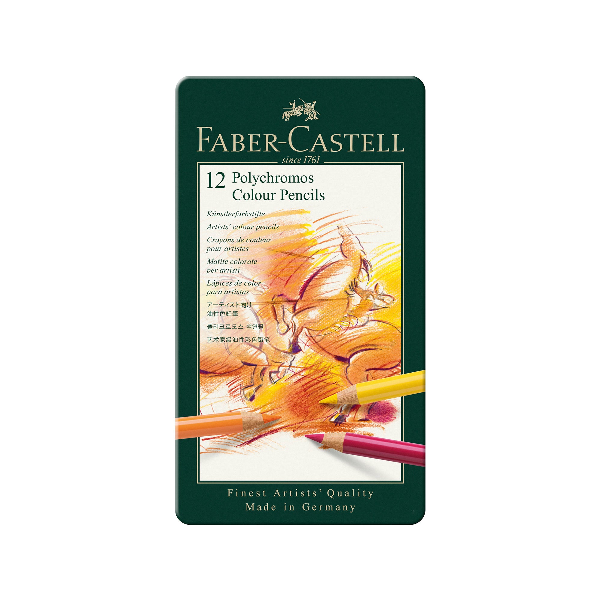 Faber-Castell Polychromos Colored Pencils - 12 Pack Professional Artist Pencils for Drawing, Sketching & Coloring - Vibrant Colors, Lightfast & Blendable - Perfect for Artists, Students & Adult Coloring Books