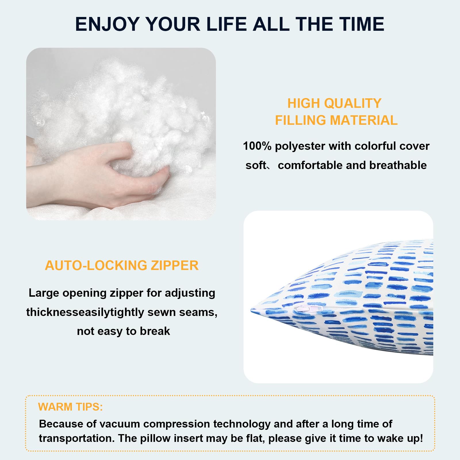 2 Pack Waterproof Outdoor Pillow Covers with Inserts - 18x18 Inch Square Decorative Throw Pillows for Patio Furniture, Sofa, Bench & Home Decor (Pebble Blue) - Perfect for Backyard, Poolside & Garden Relaxation