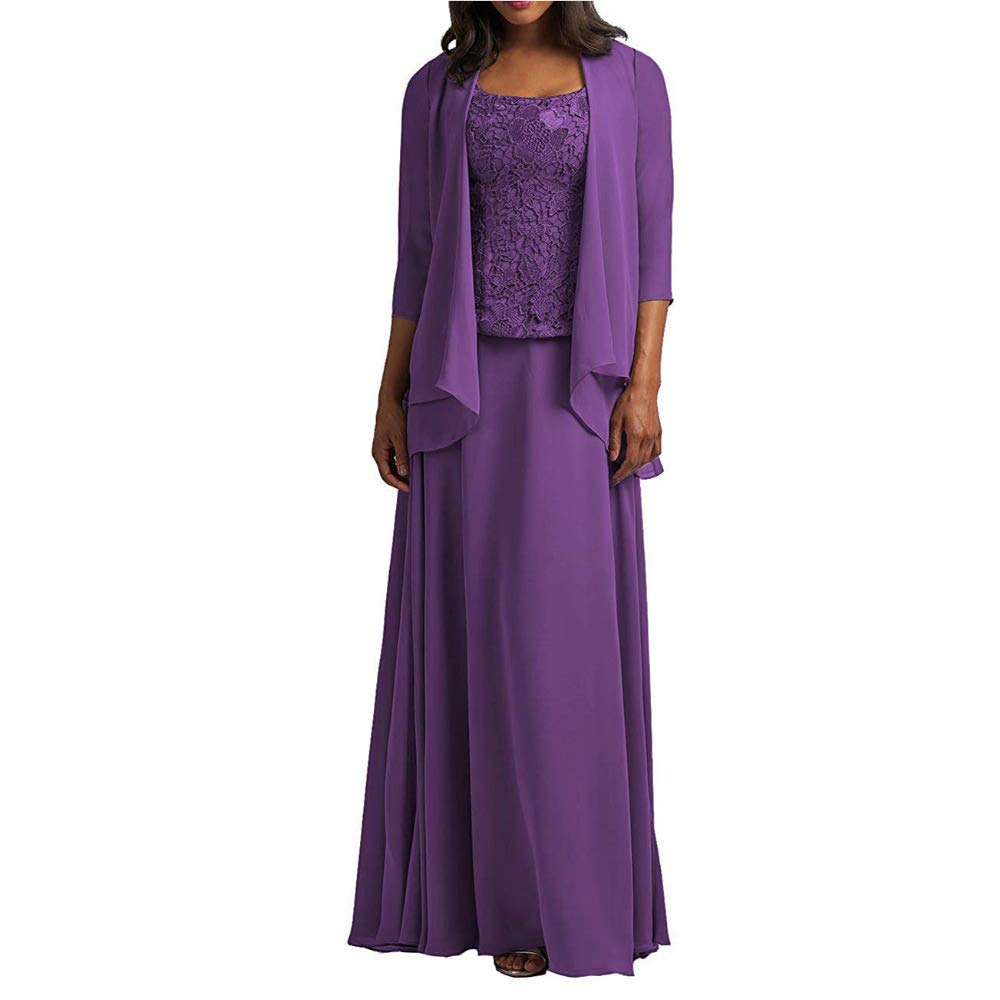 Elegant 3-Piece Chiffon Mother of the Bride Dress Set with Lace Jacket - Plus Size Formal Evening Gown for Weddings, Proms & Special Occasions