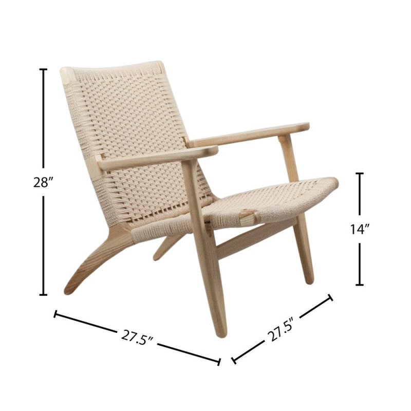 Modern Danish Design Coastal Lounge Chair - Japandi Outdoor Patio Armchair by Hans Wegner | Perfect for Beach Houses, Poolside Relaxation & Scandinavian-Inspired Gardens