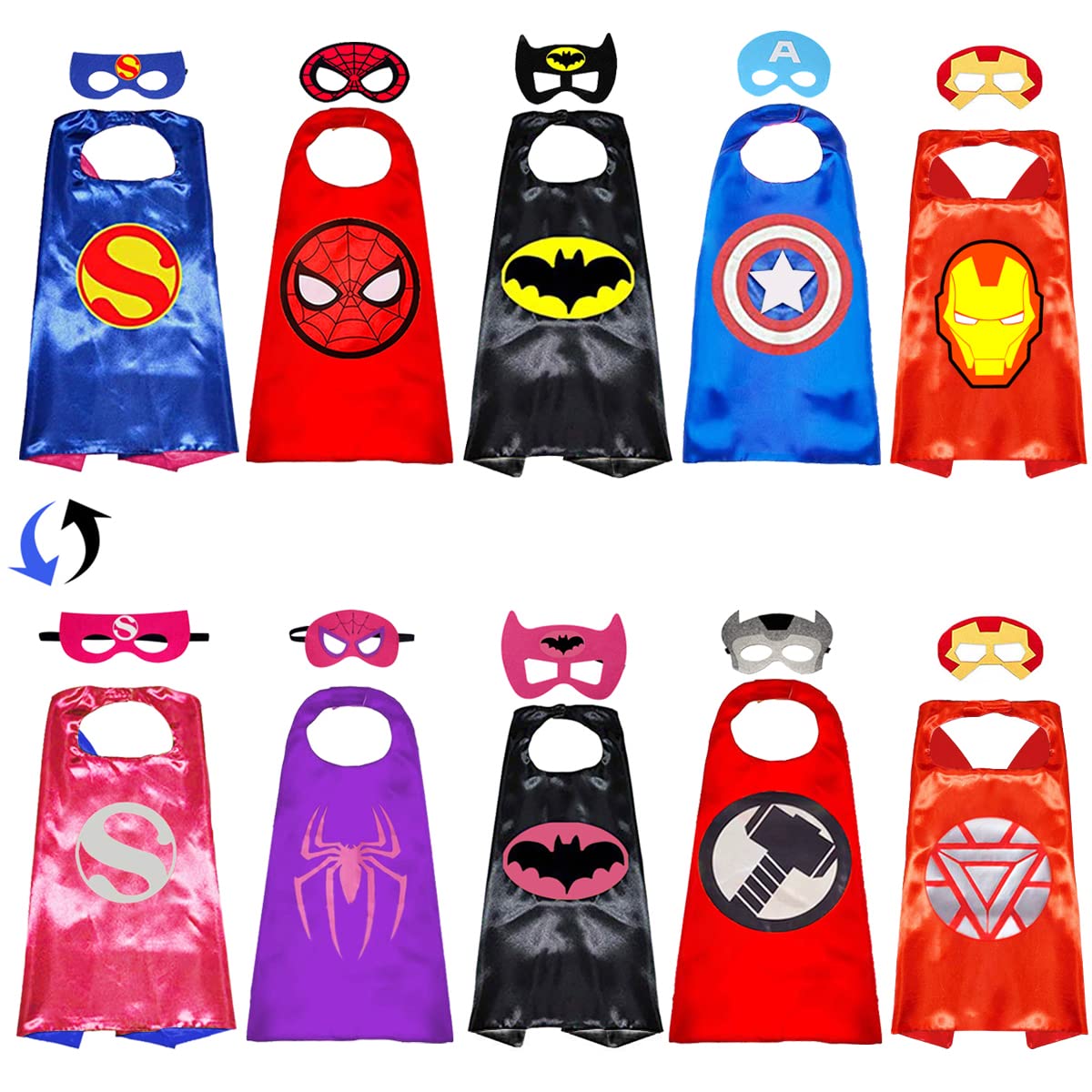 Superhero Capes with Masks - Kids Dress Up Costume for Halloween & Birthday Parties
