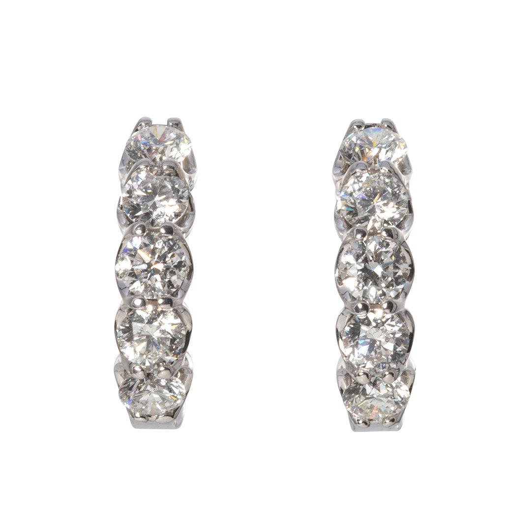 2ct Diamond 14K White Gold Small Hoop Earrings for Women - Elegant Everyday Jewelry for Work, Date Night & Special Occasions