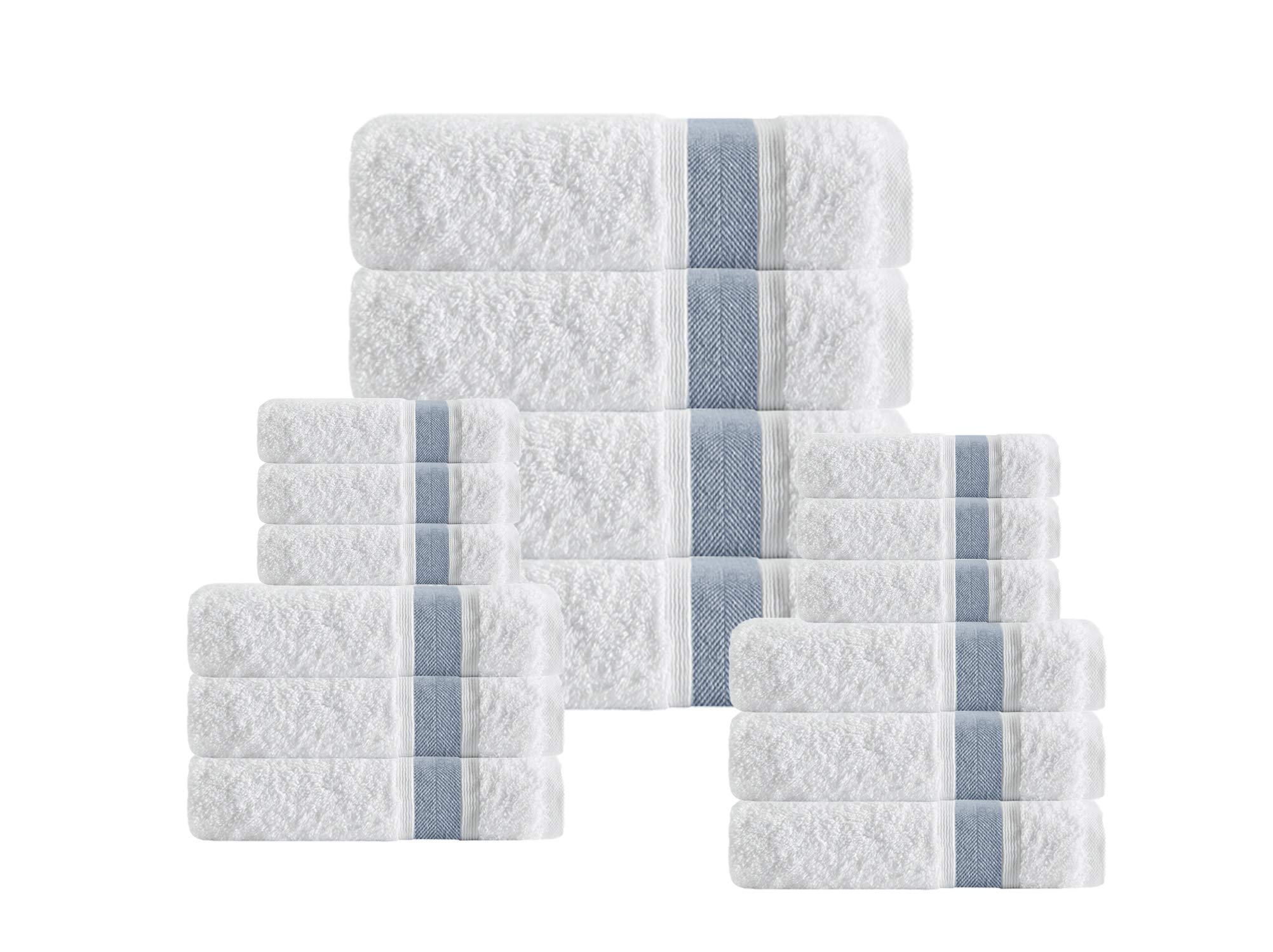 Enchante Home - Premium 16-Piece Turkish Cotton Towel Set | Ultra Soft, Quick Dry & Highly Absorbent | Long Staple Cotton Bath, Beach & Spa Towels