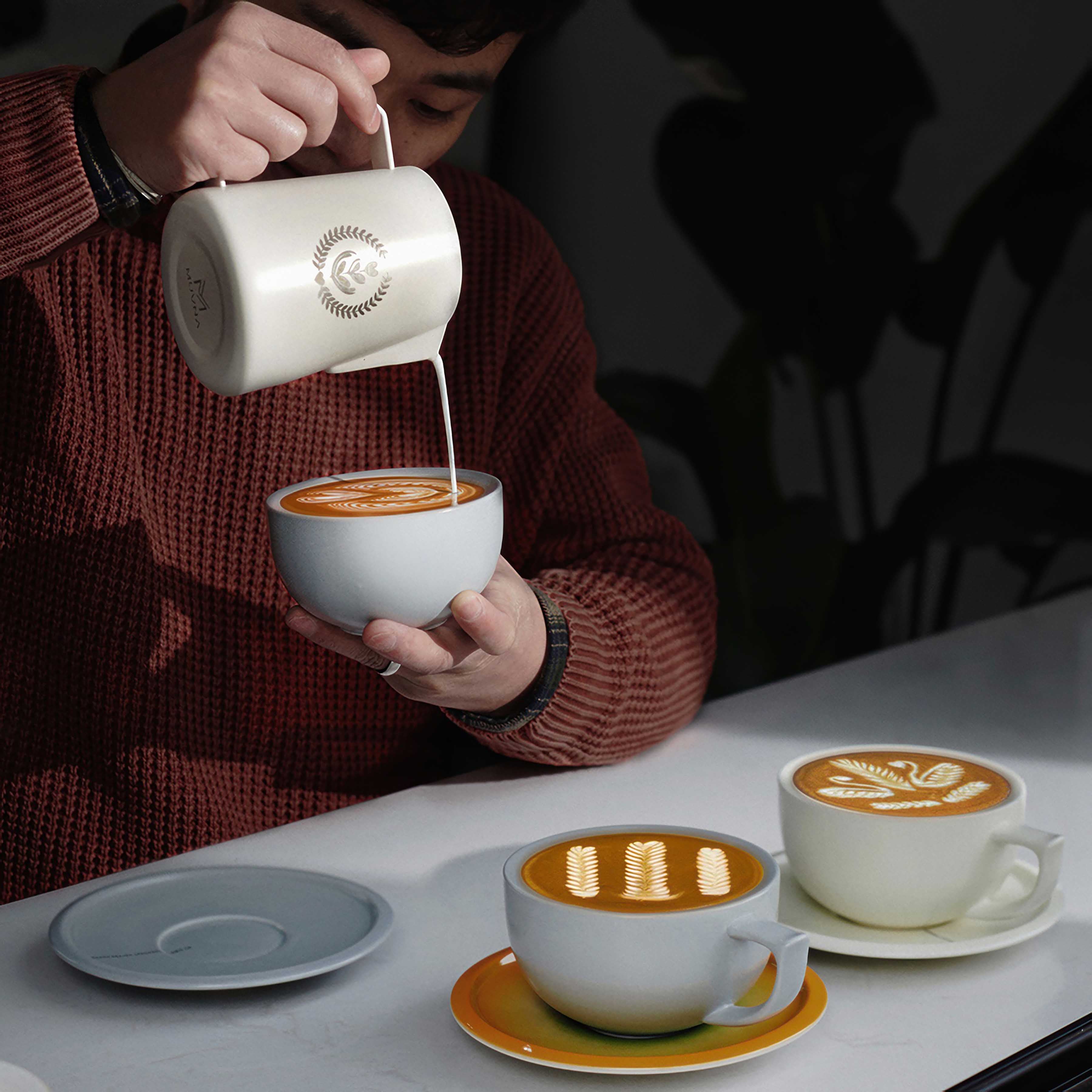 Premium Embossed Ceramic Latte Cup 280ml - Handcrafted Coffee Mug with Elegant Design - Perfect for Home, Café & Gifts - MUVNA
