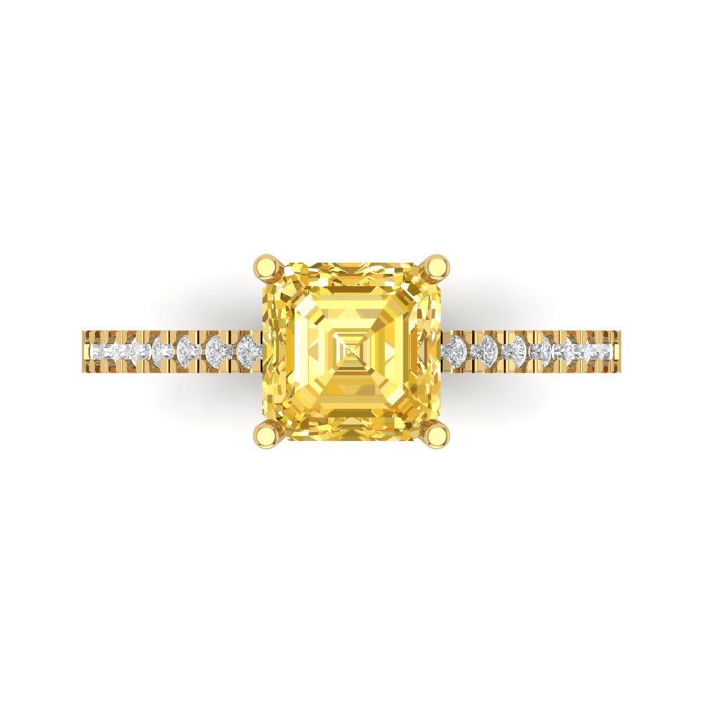 18K Gold Asscher Cut Citrine Wedding Ring - Elegant Bridal Jewelry for Special Occasions