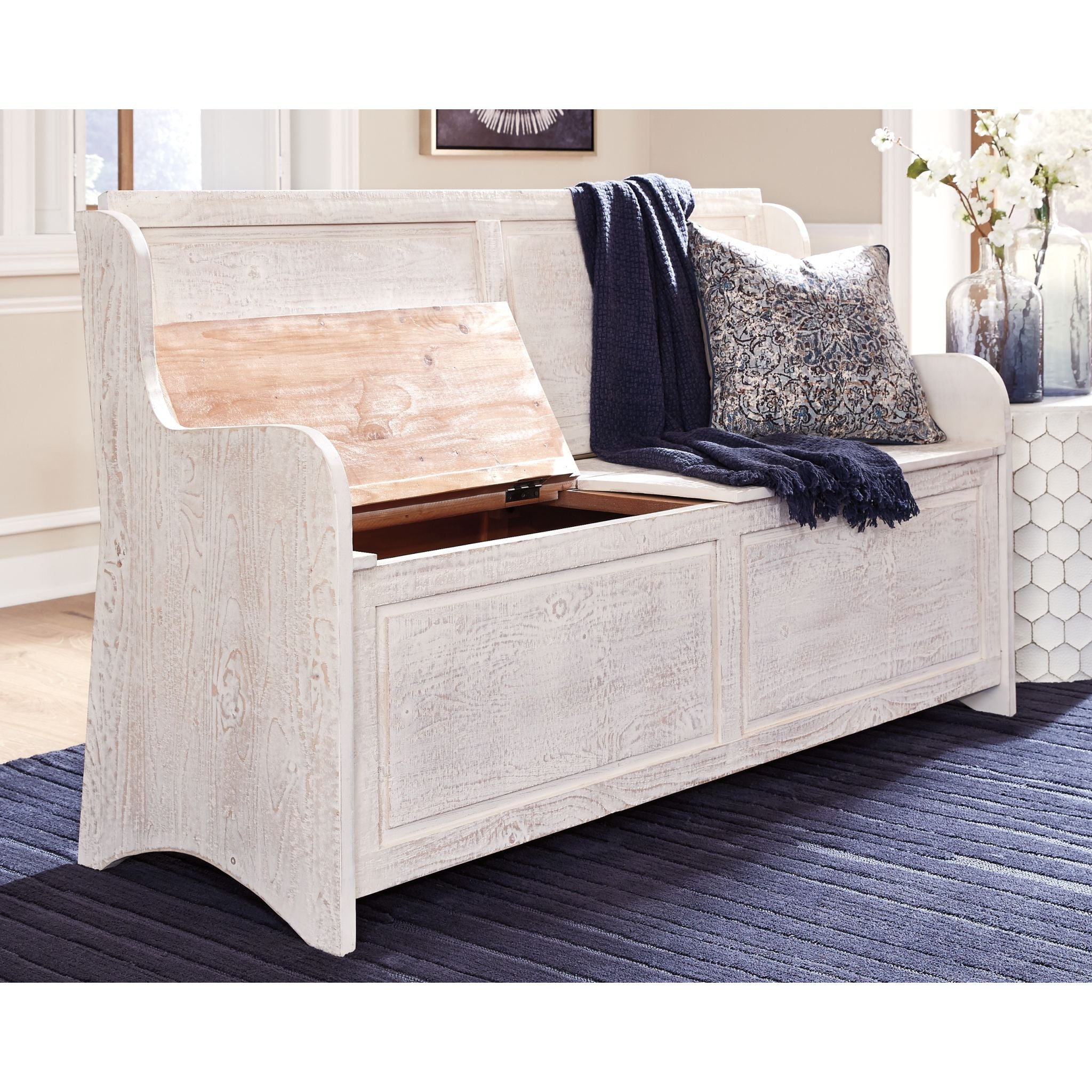 Dannerville Storage Bench - Multifunctional Entryway Bench with Hidden Storage, Perfect for Shoes, Blankets & Toys - Ideal for Living Room, Bedroom & Entryway Organization