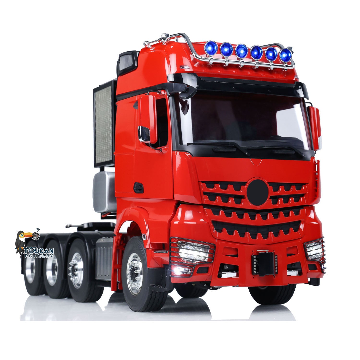 Custom 1/14 Scale 8x8 RC Tractor Truck with Metal Equipment Rack, Sound & Light System, Front Hook - Compatible with 3363 & 1851 Radio Control Model Cars - Perfect for Off-Road Adventures & Construction Play Scenes