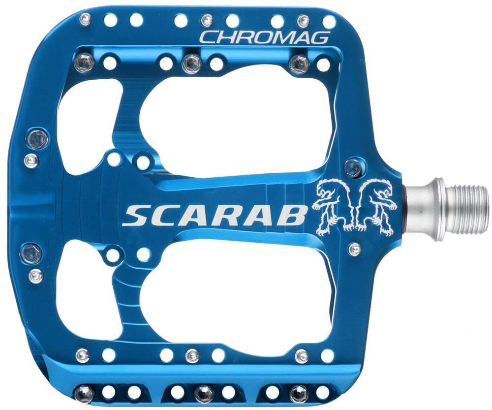 Chromag Scarab Platform Pedal Blue - Premium Mountain Bike Pedals for BMX, MTB & Cycling - Non-Slip Grip for Trail Riding & Downhill Biking
